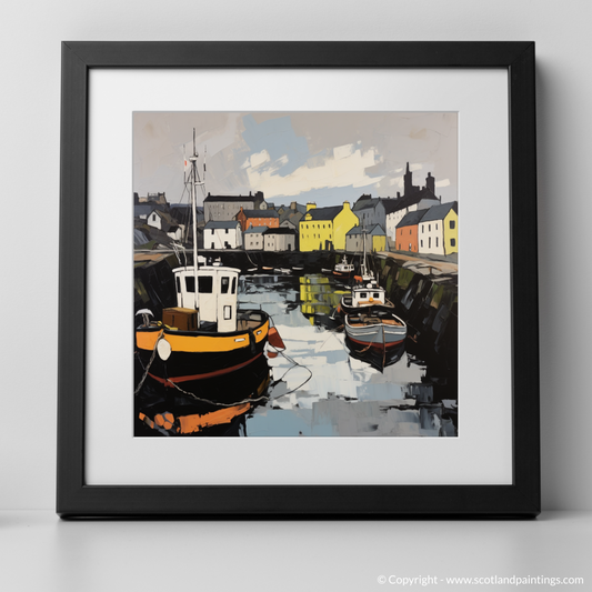 Art Print of Stornoway Harbour with a black frame