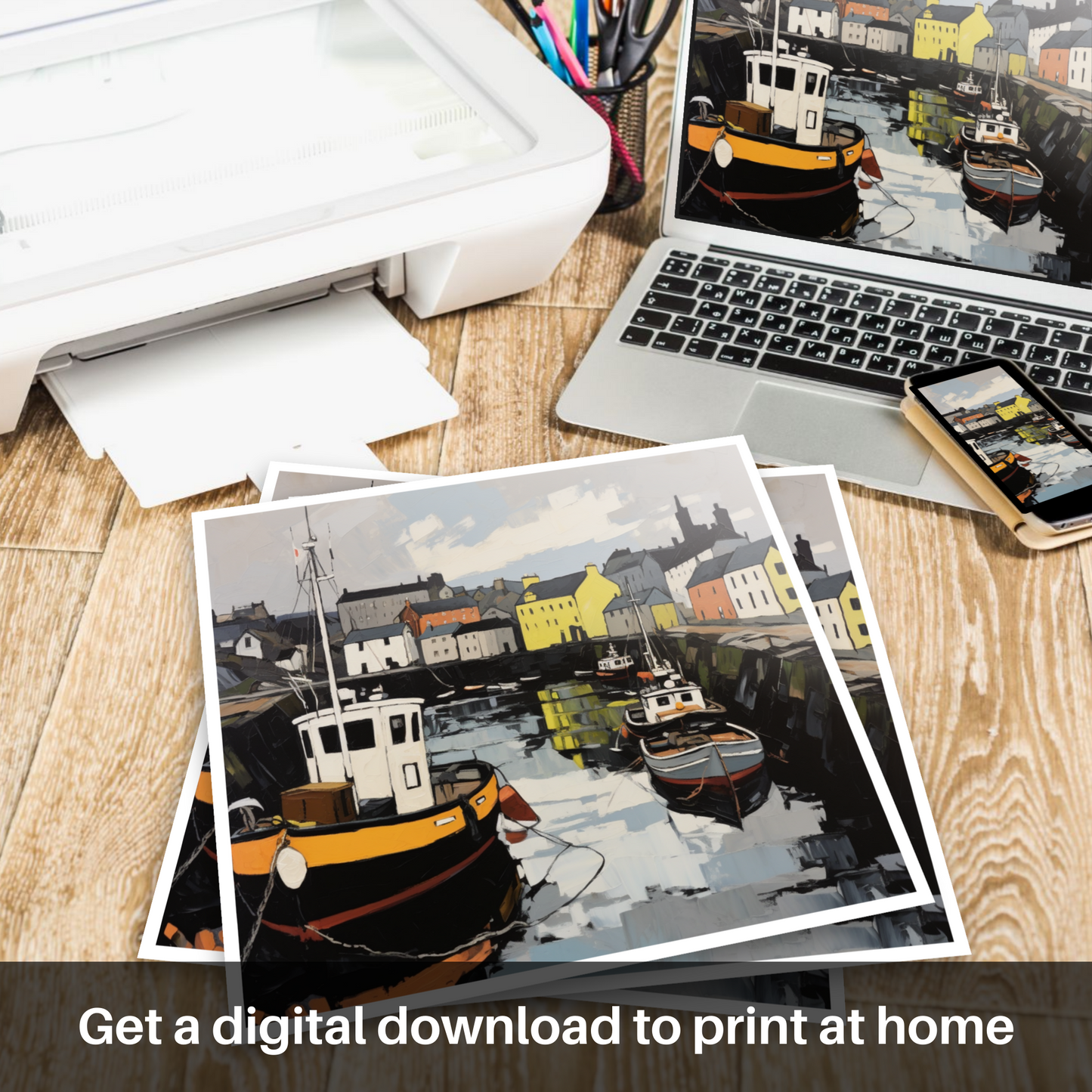 Downloadable and printable picture of Stornoway Harbour