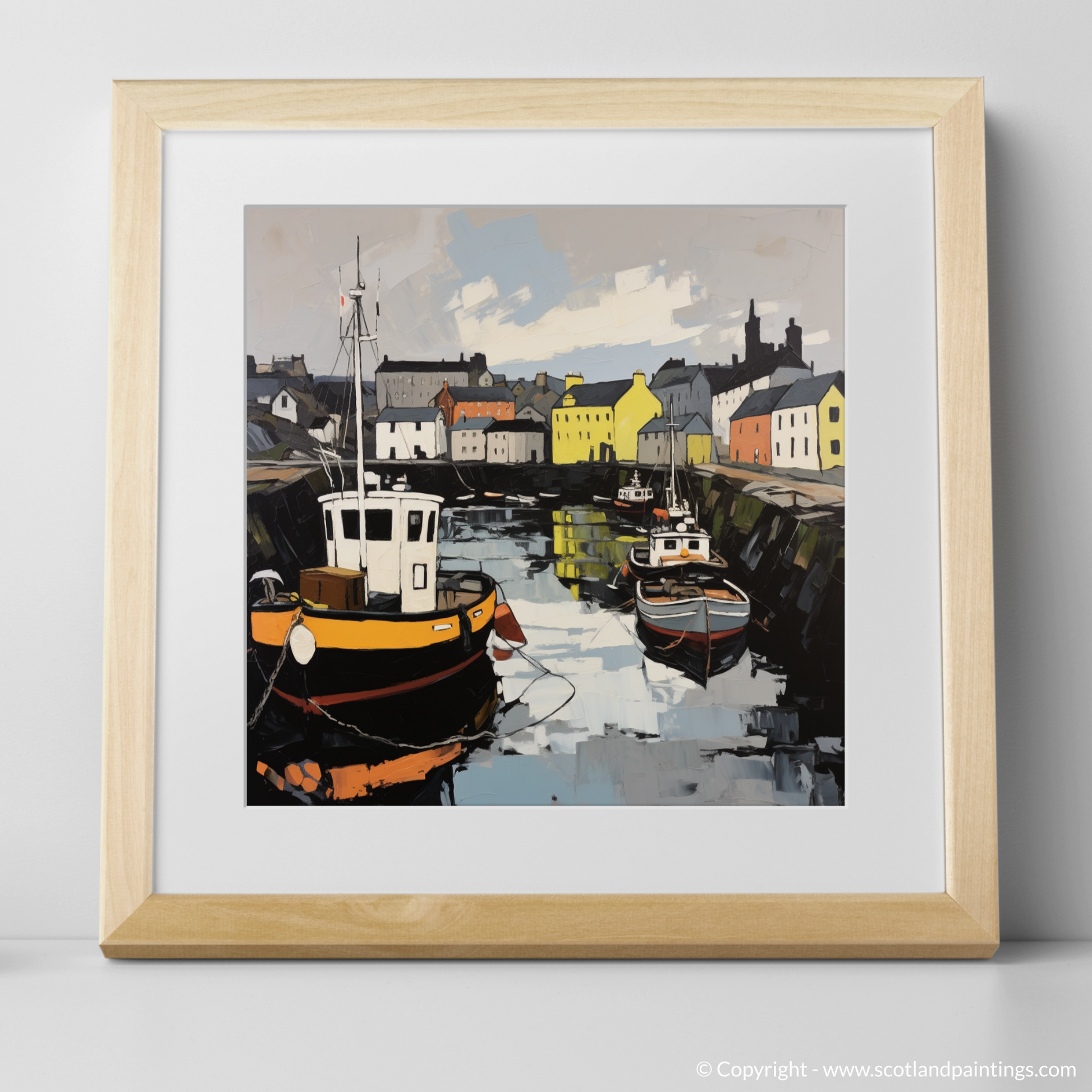 Art Print of Stornoway Harbour with a natural frame