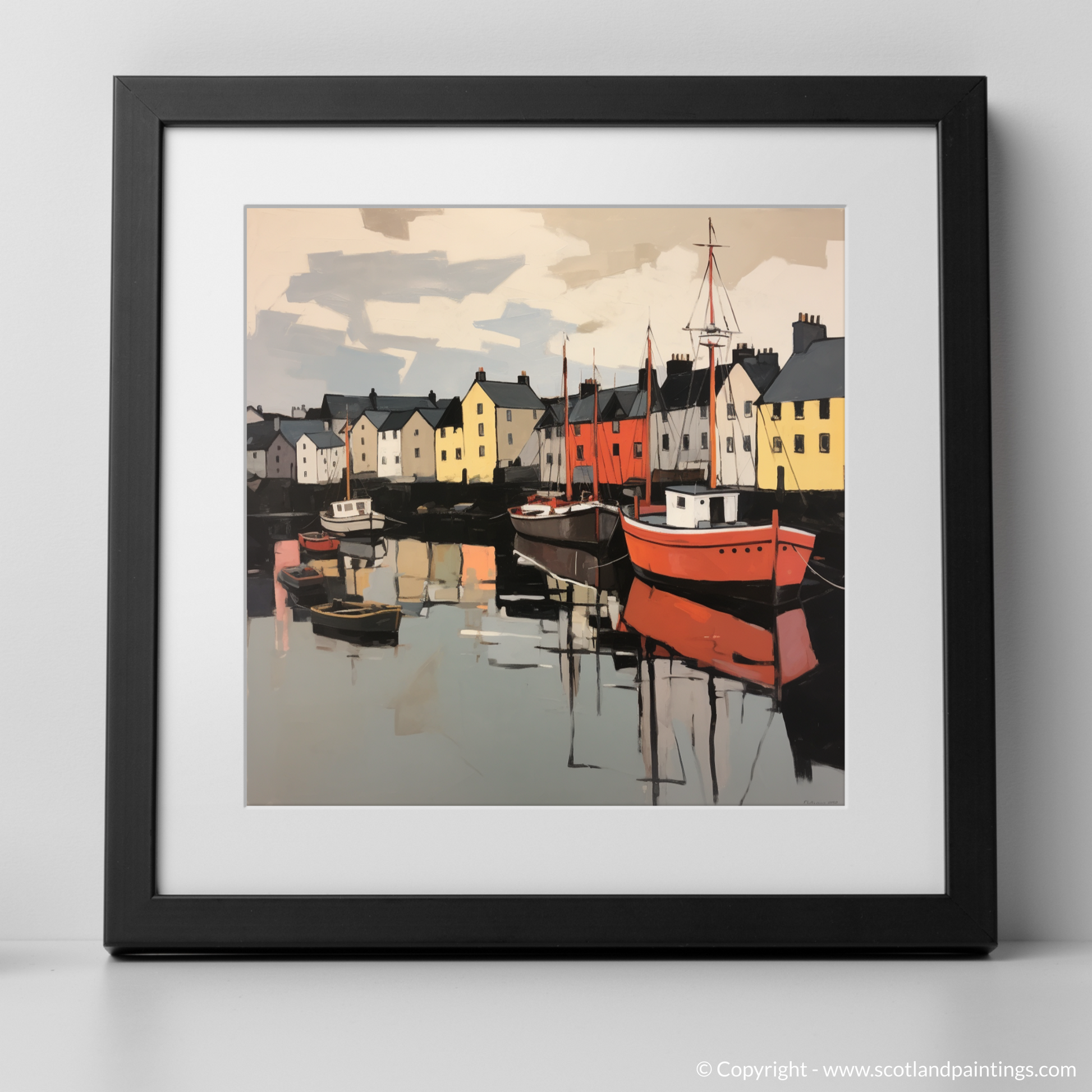 Art Print of Stornoway Harbour with a black frame