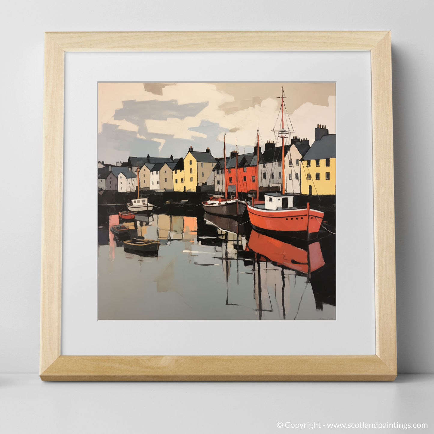 Art Print of Stornoway Harbour with a natural frame