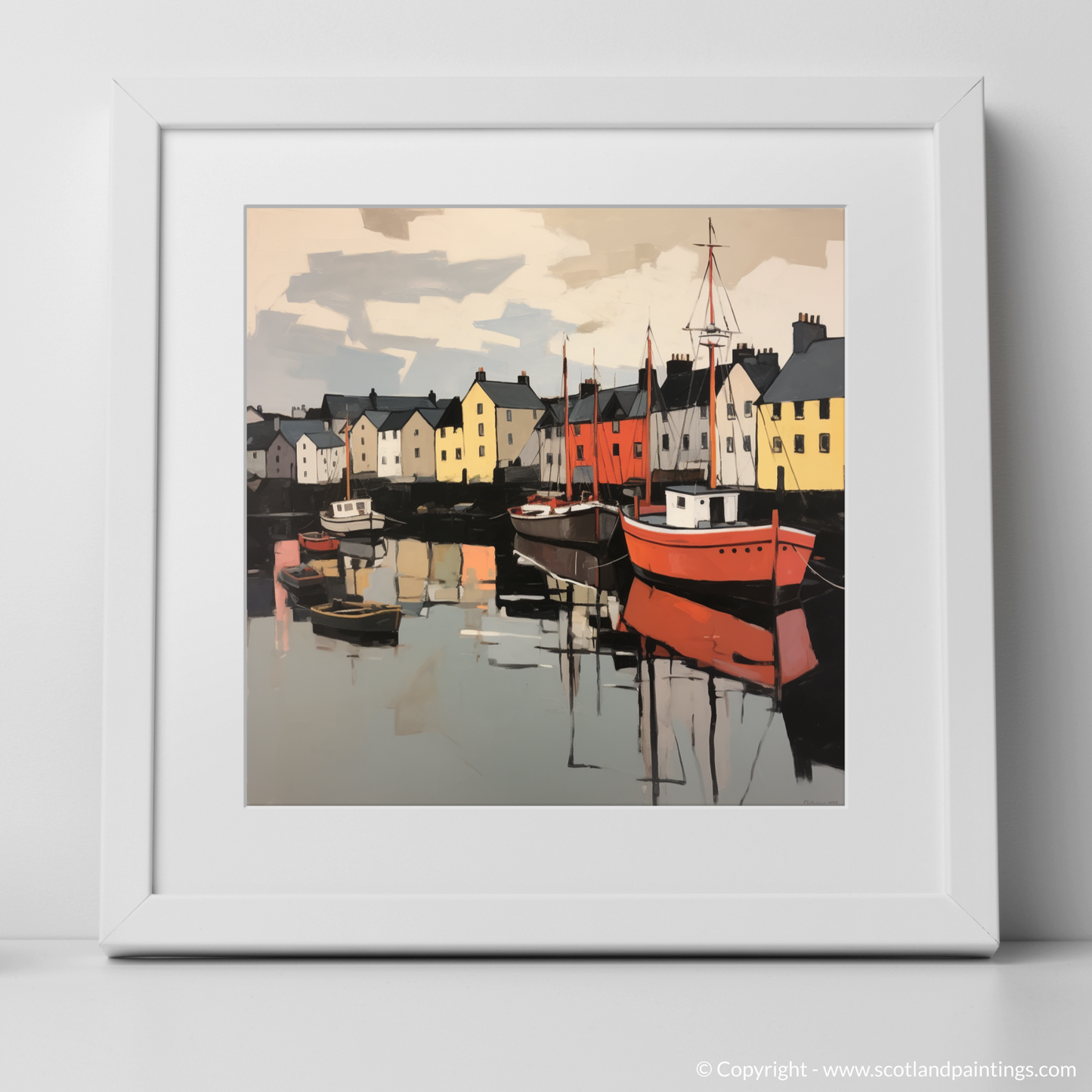 Art Print of Stornoway Harbour with a white frame