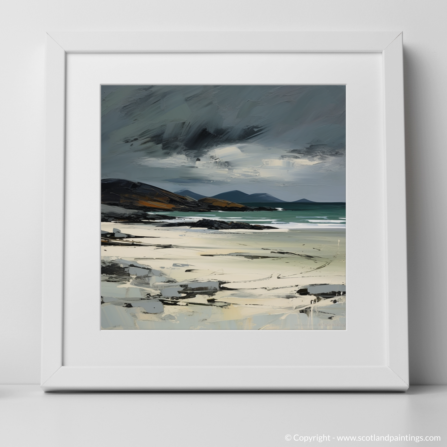 Art Print of Traigh Mhor, Isle of Barra with a white frame