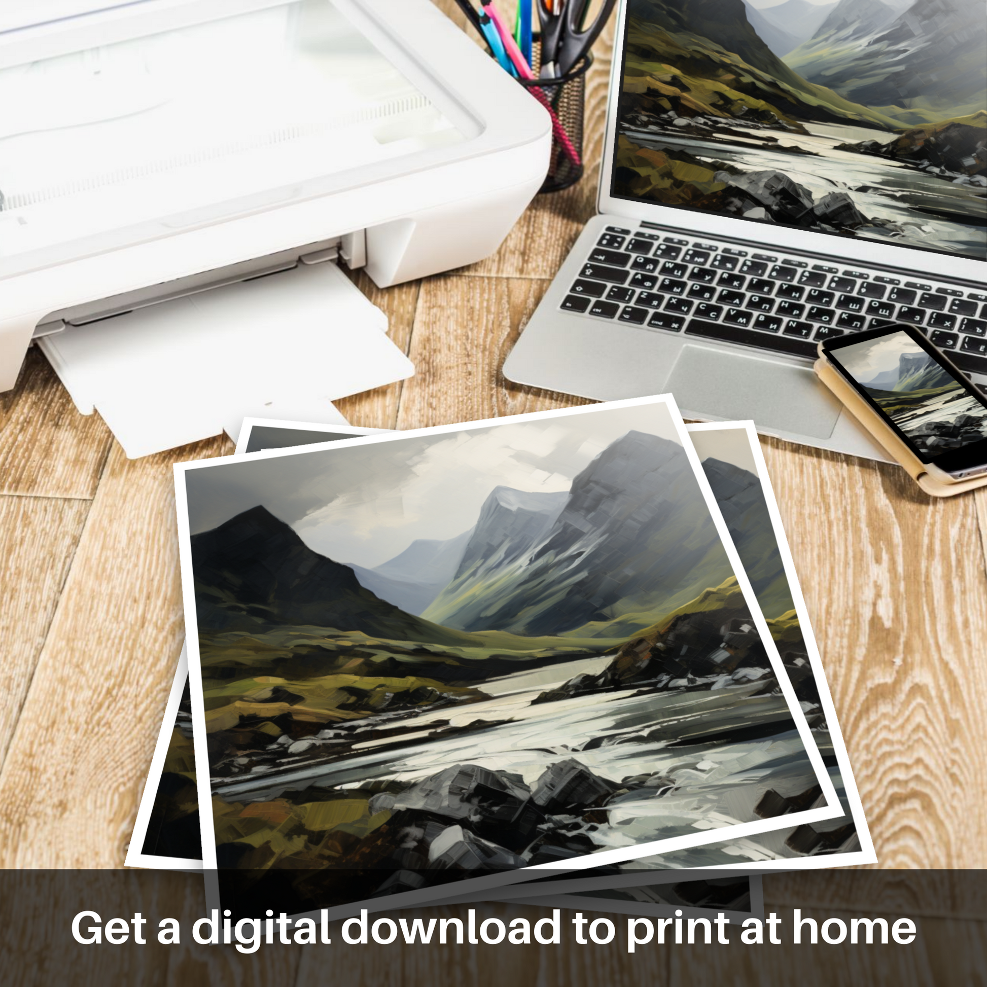 Downloadable and printable picture of Liathach, Wester Ross