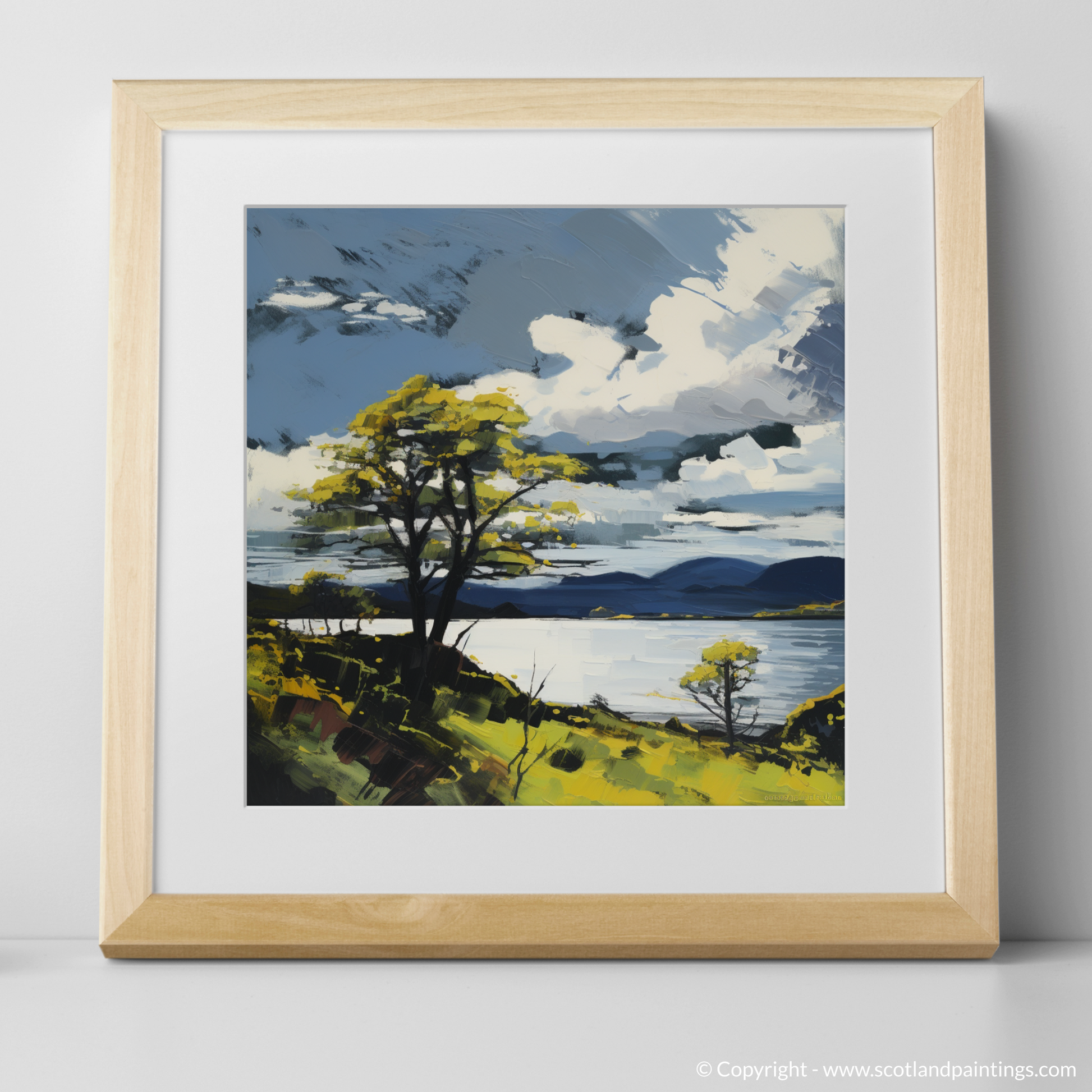 Art Print of Loch Lomond in summer with a natural frame