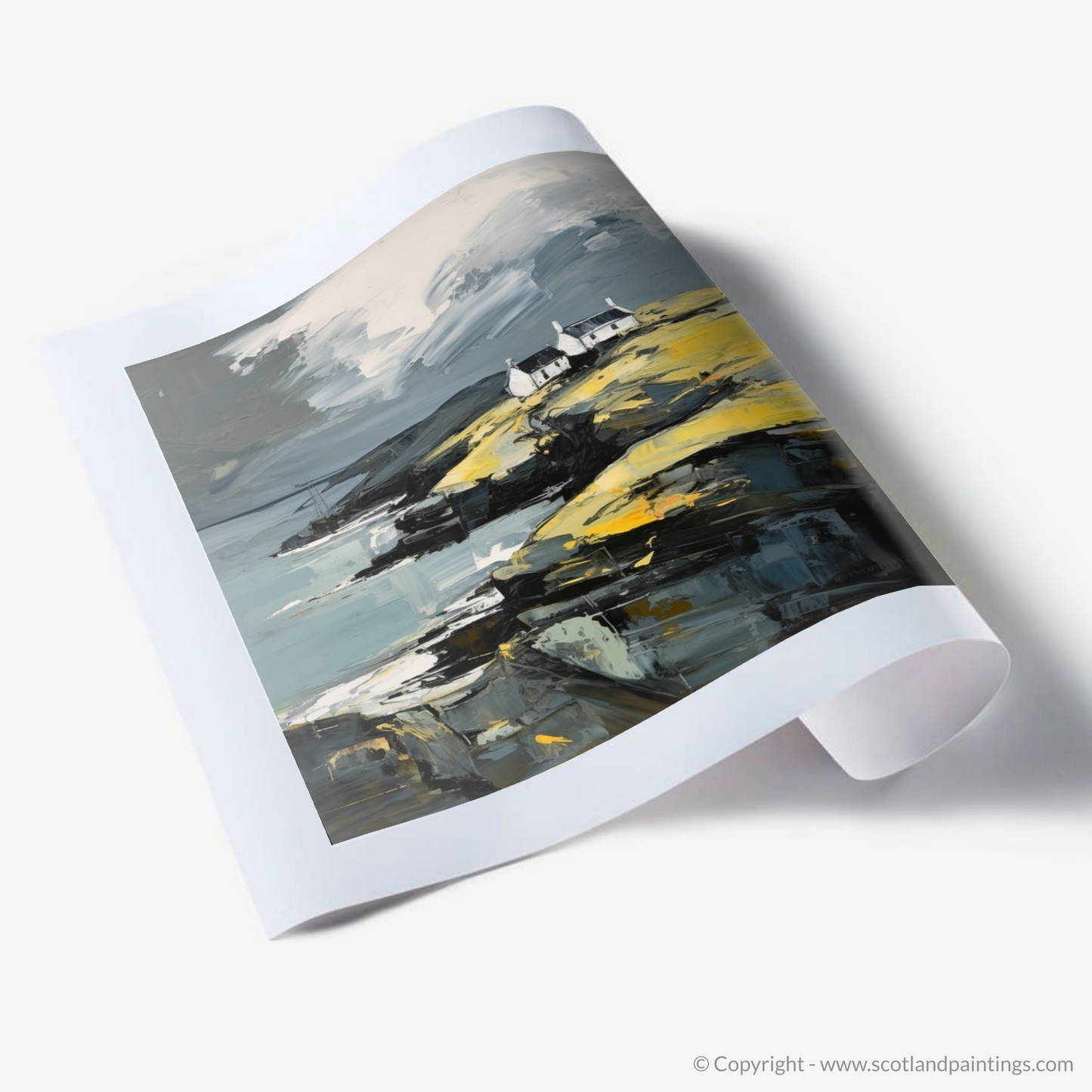 Painting and Art Print of Shetland, North of mainland Scotland. Shetland's Rugged Majesty: An Expressionist Homage.