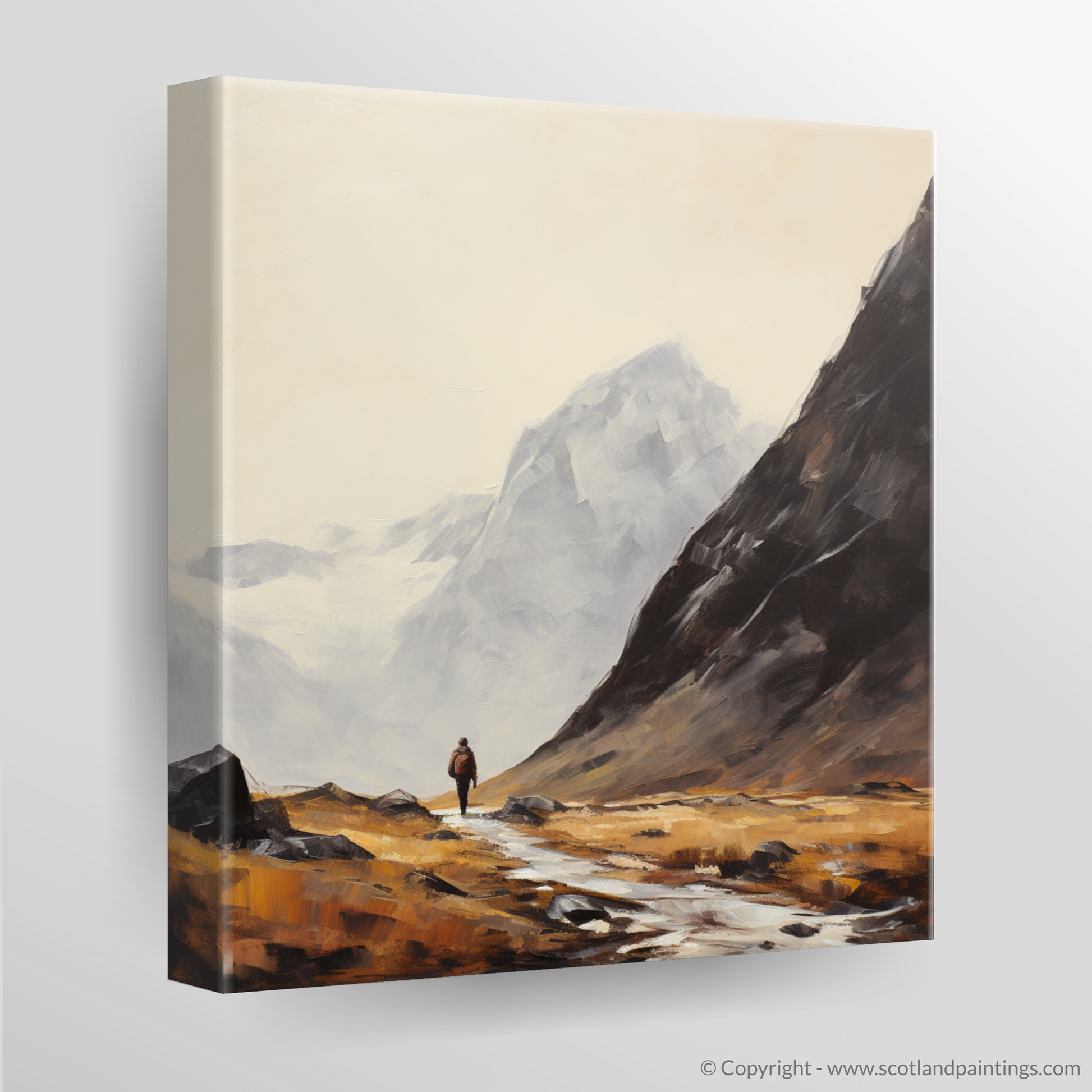 Canvas Print of A lone hiker in Glencoe
