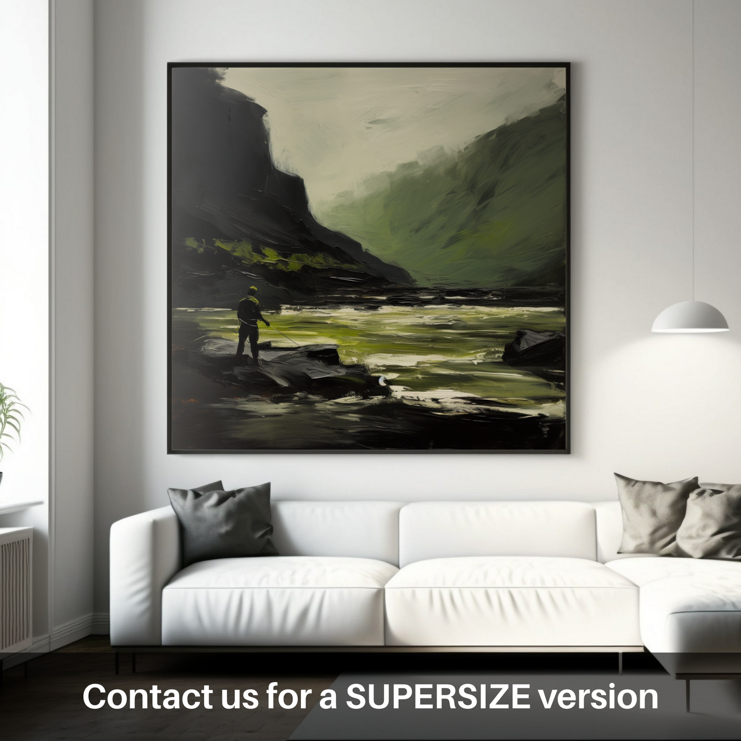 Huge supersize print of A man fishing on a Scottish River