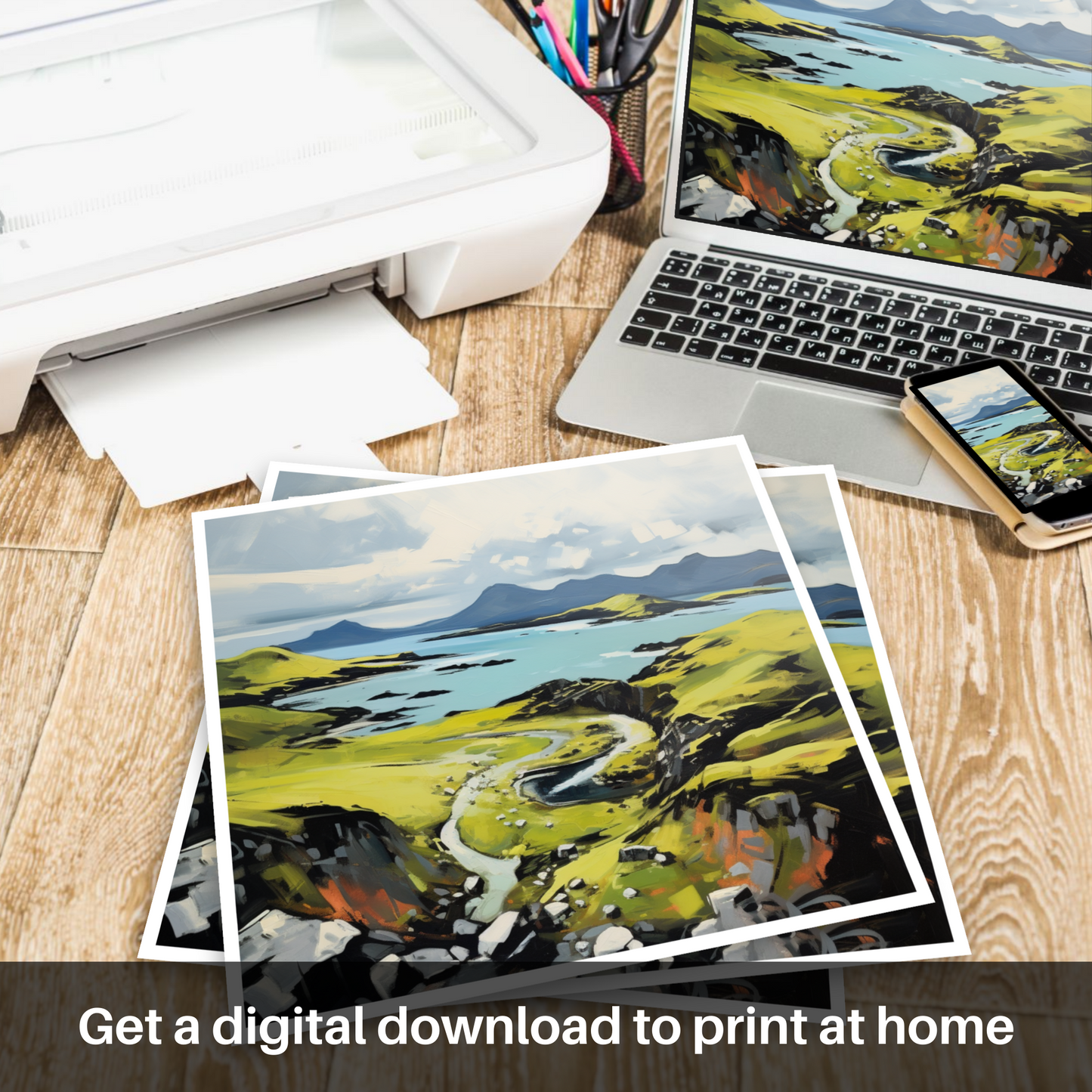 Downloadable and printable picture of Isle of Raasay, Inner Hebrides in summer