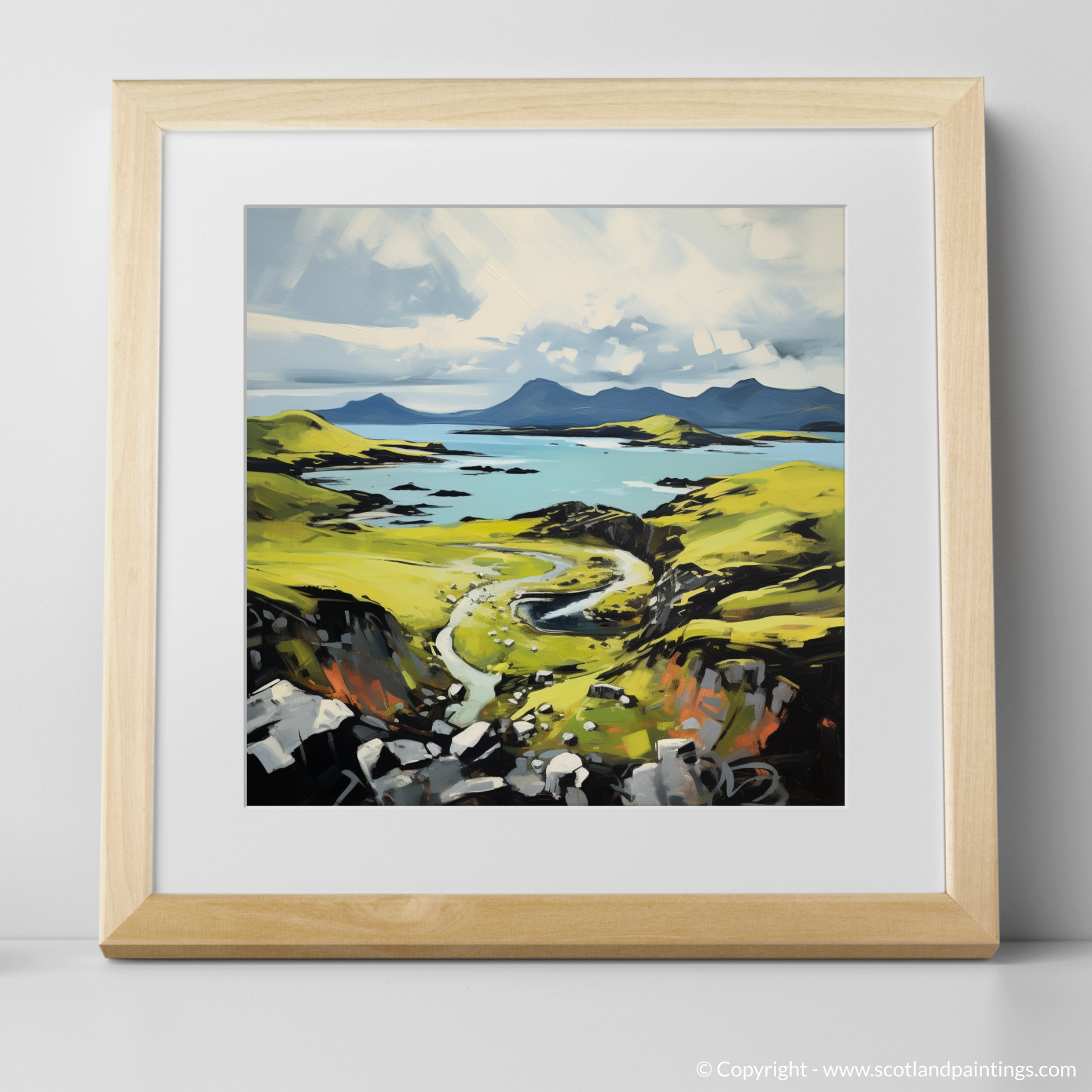 Art Print of Isle of Raasay, Inner Hebrides in summer with a natural frame