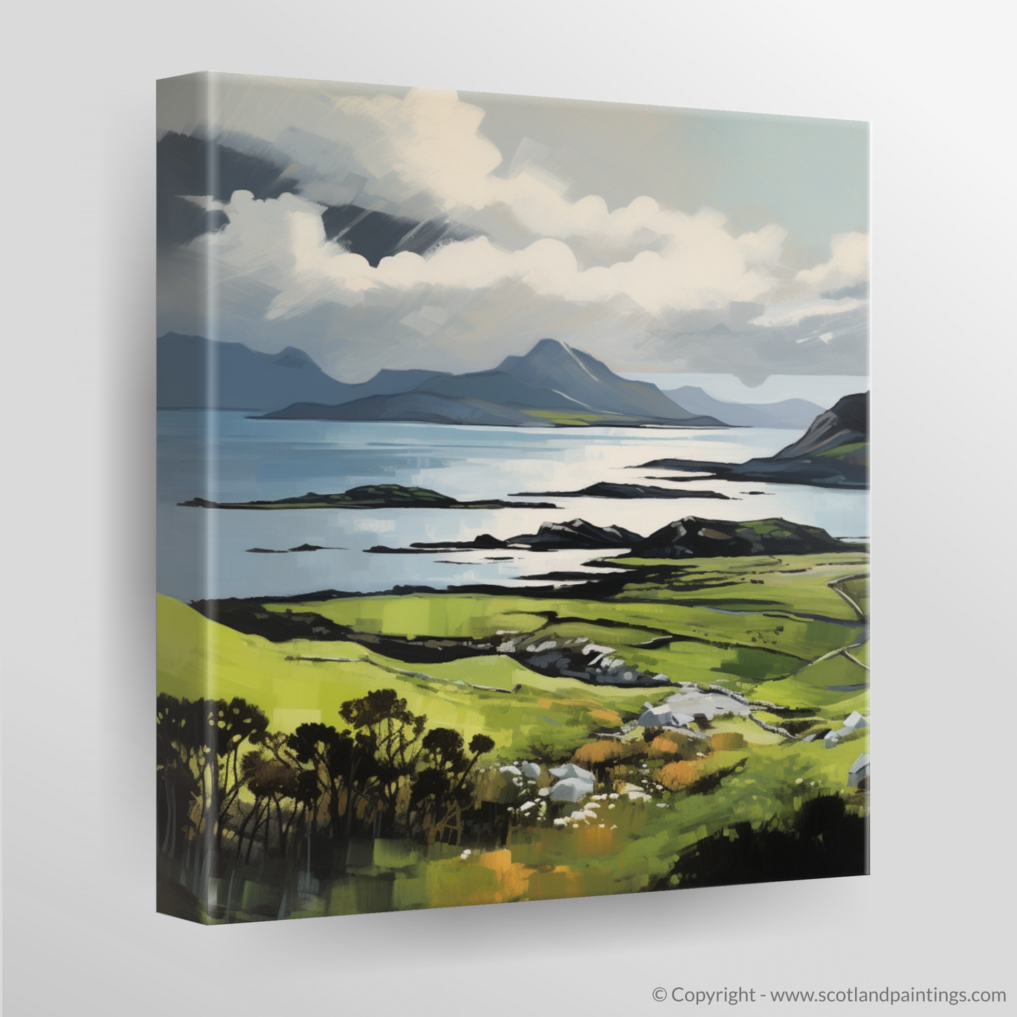 Painting and Art Print of Isle of Raasay, Inner Hebrides in summer. Summer Splendour of Raasay: An Expressionist Ode to the Inner Hebrides.