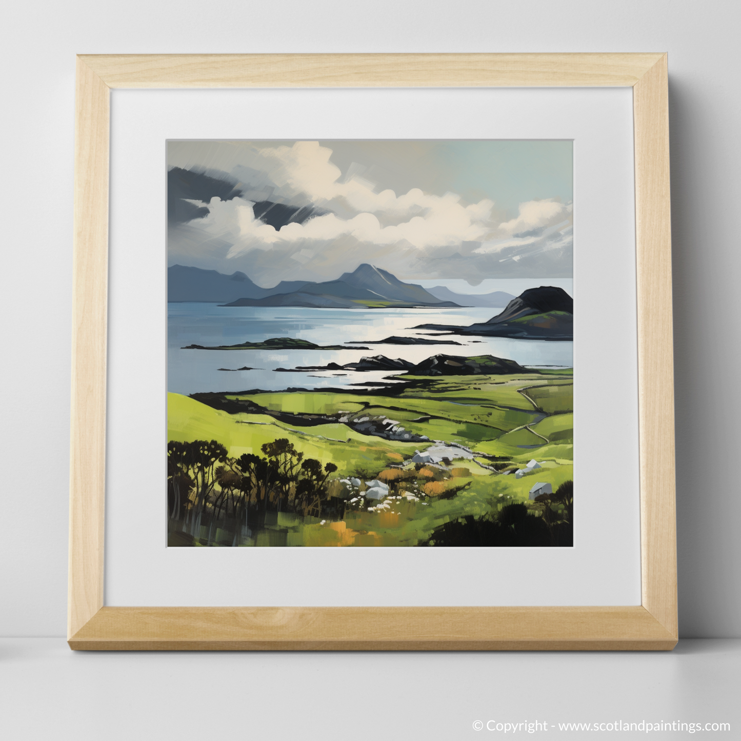 Painting and Art Print of Isle of Raasay, Inner Hebrides in summer. Summer Splendour of Raasay: An Expressionist Ode to the Inner Hebrides.