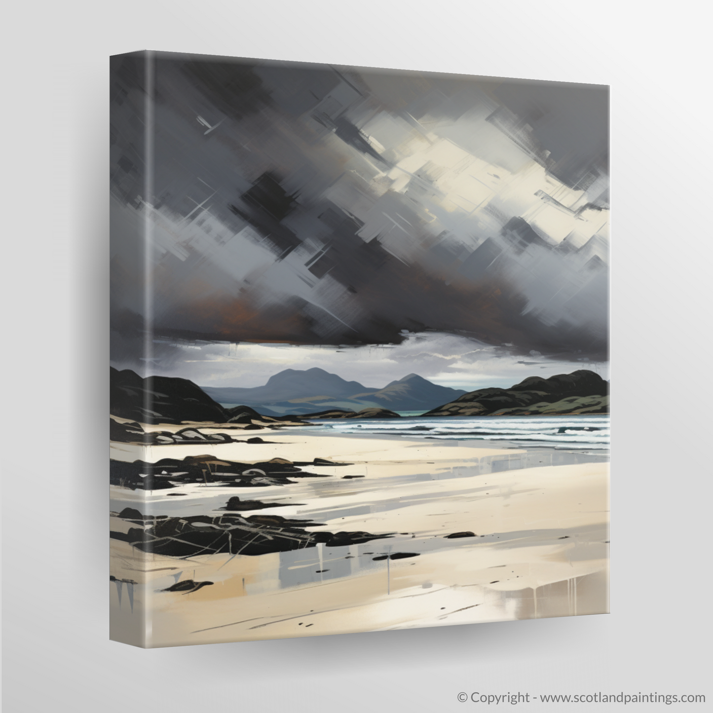 Canvas Print of Mellon Udrigle Beach with a stormy sky