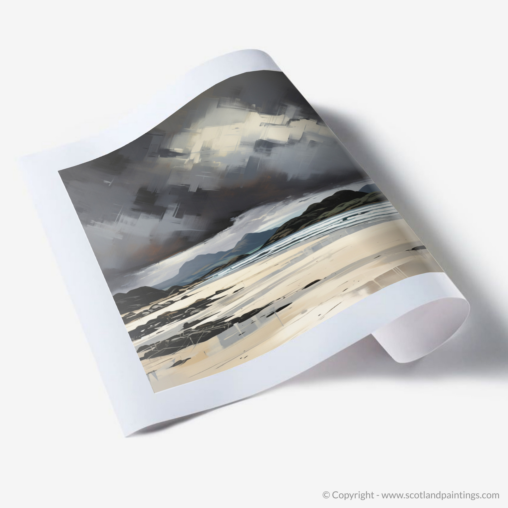 Art Print of Mellon Udrigle Beach with a stormy sky