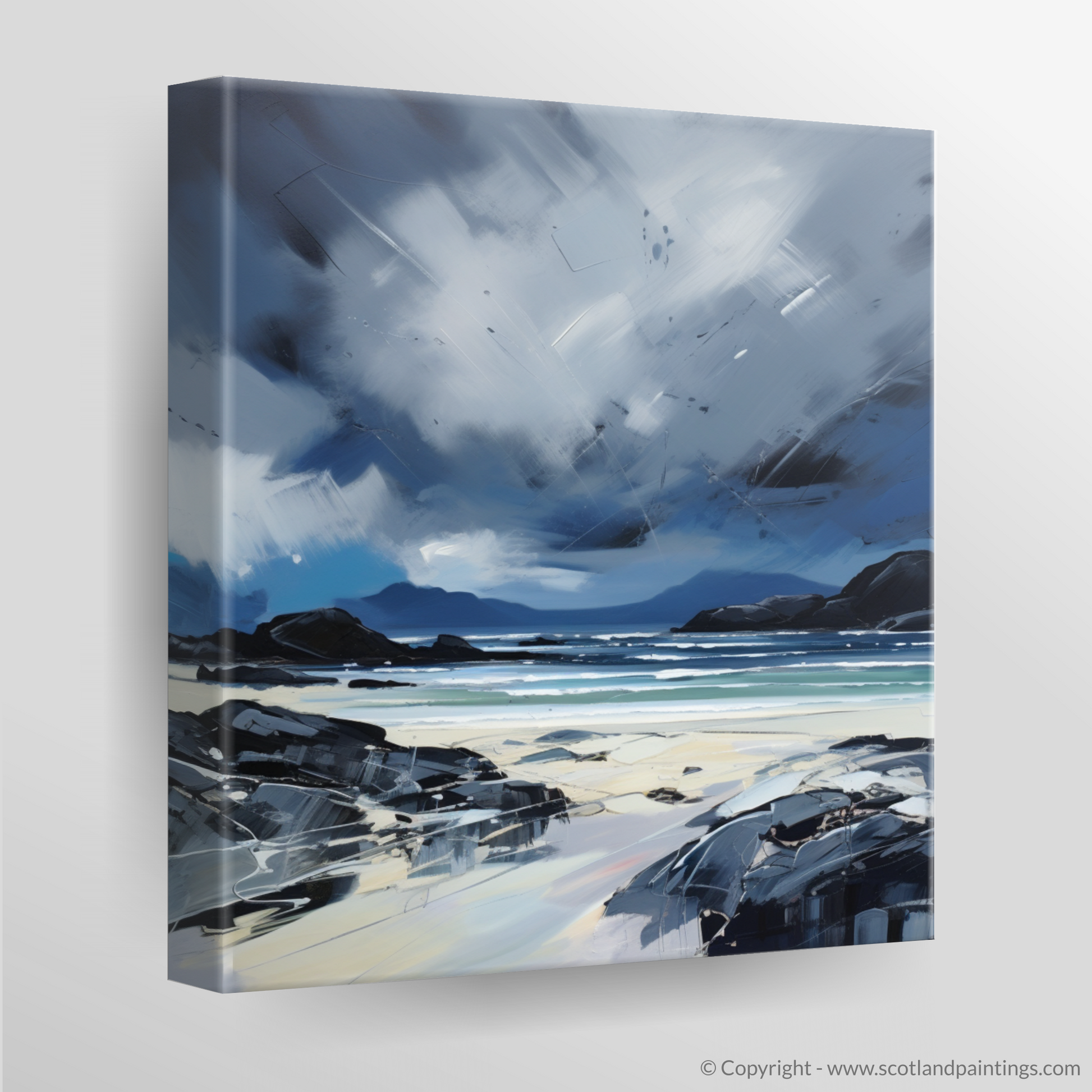 Canvas Print of Mellon Udrigle Beach with a stormy sky