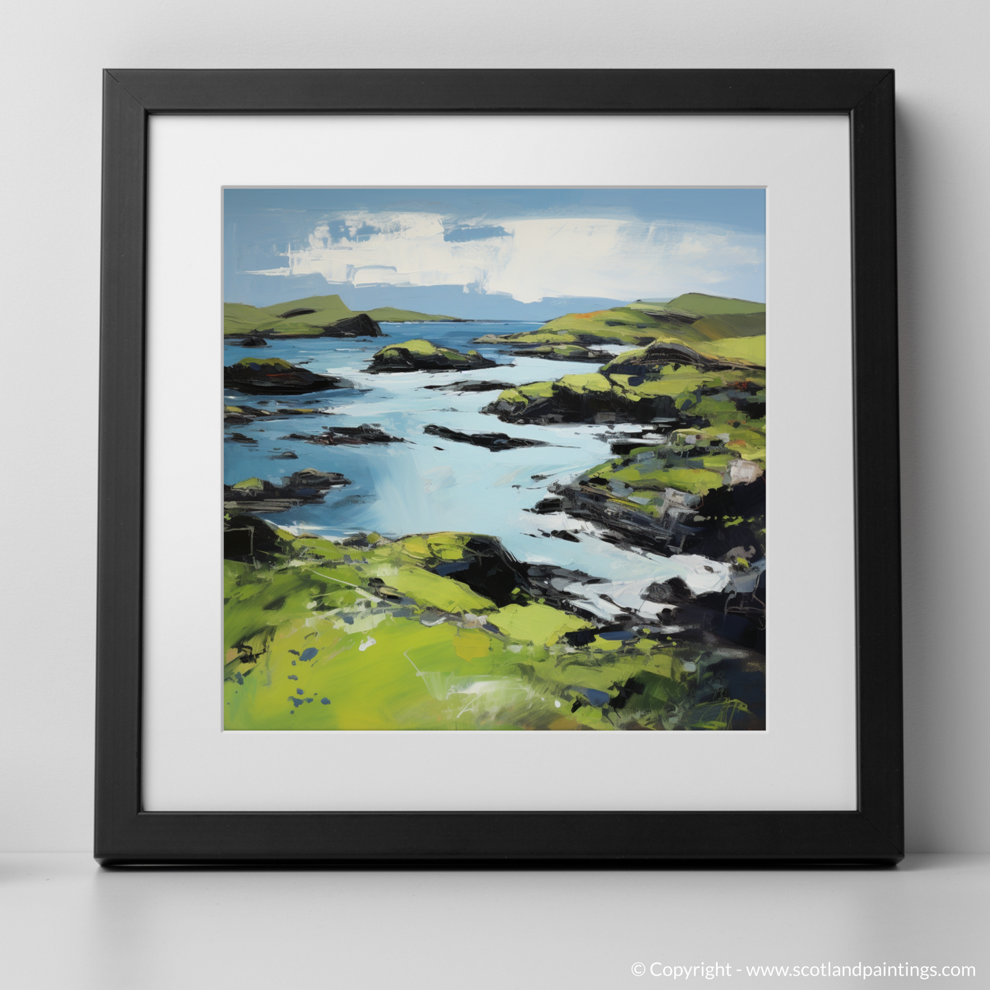 Art Print of Isle of Ulva, Inner Hebrides in summer with a black frame