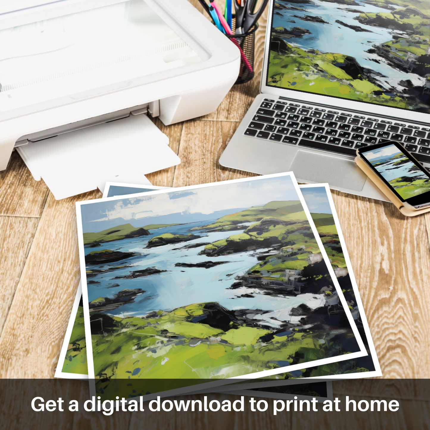 Downloadable and printable picture of Isle of Ulva, Inner Hebrides in summer