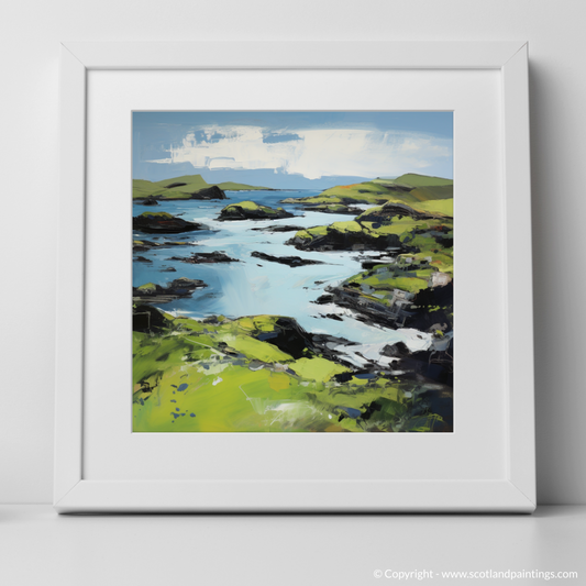 Art Print of Isle of Ulva, Inner Hebrides in summer with a white frame