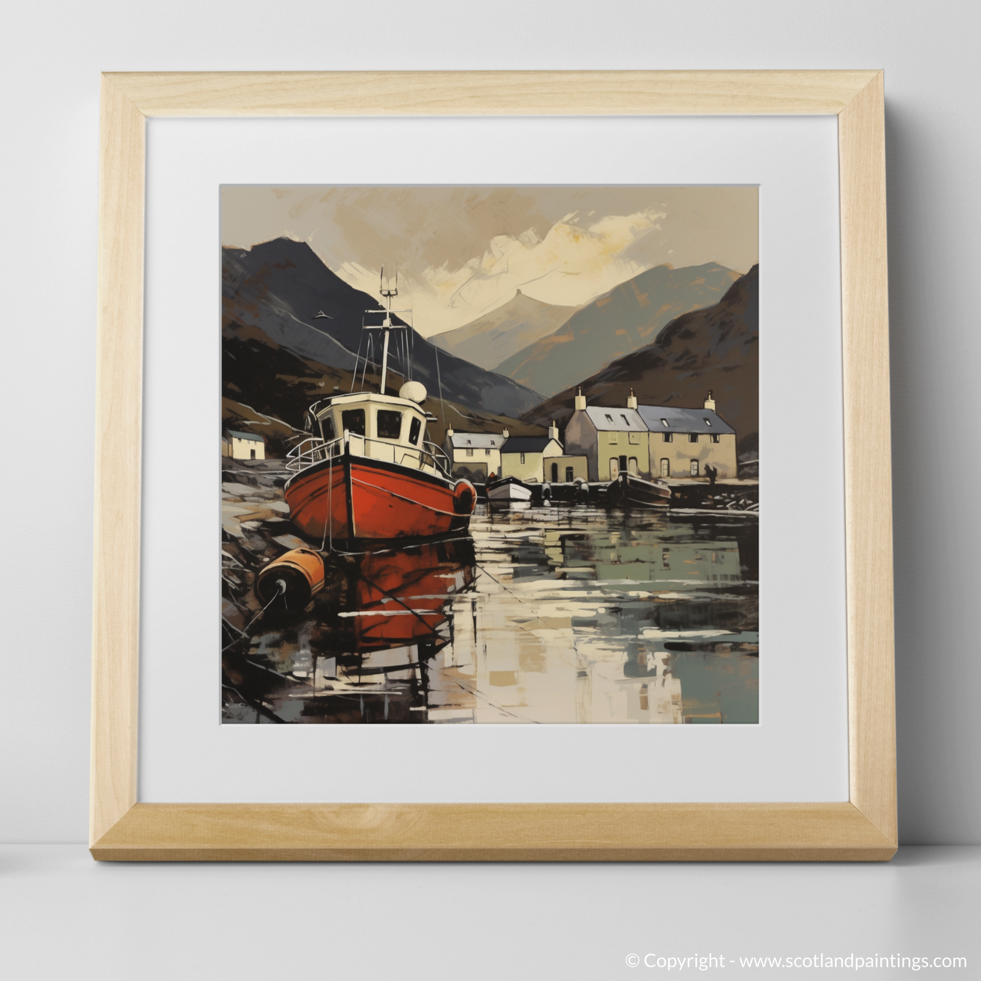 Art Print of Ullapool Harbour with a natural frame