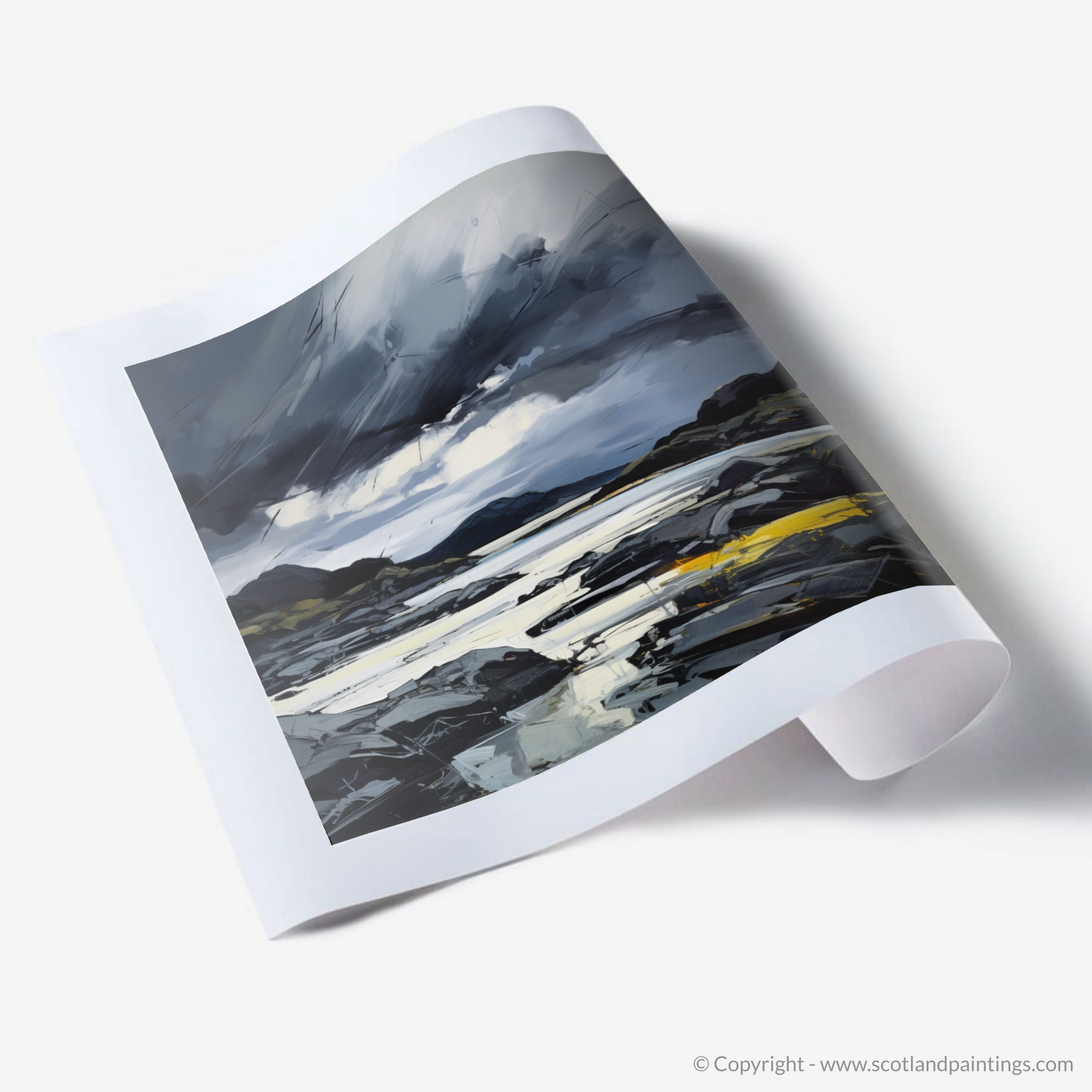 Art Print of Lochinver Bay with a stormy sky