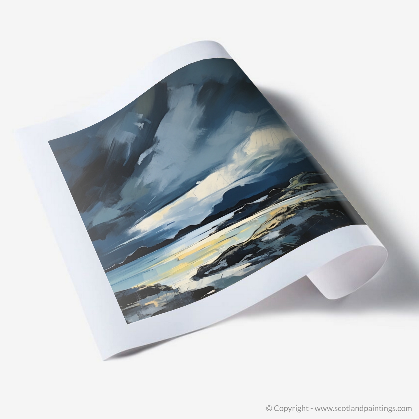 Art Print of Lochinver Bay with a stormy sky