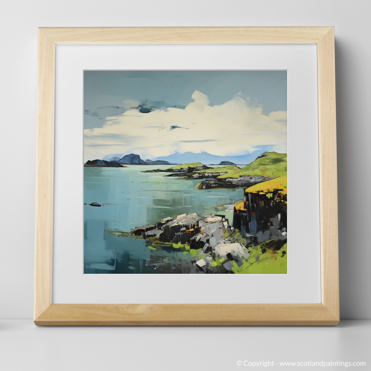 Art Print of Isle of Lismore, Inner Hebrides in summer with a natural frame