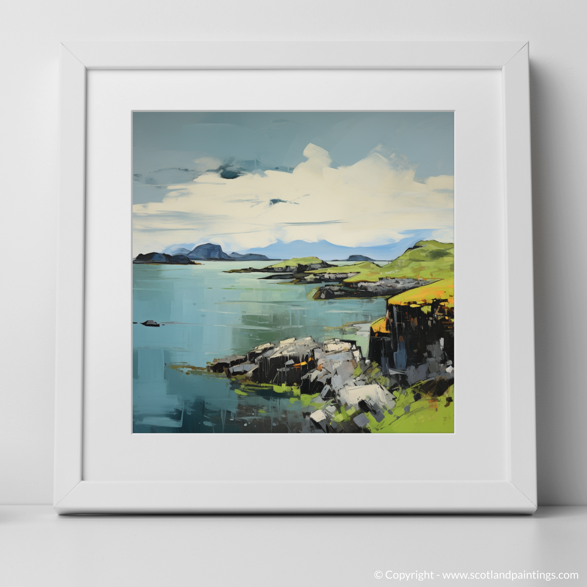 Art Print of Isle of Lismore, Inner Hebrides in summer with a white frame