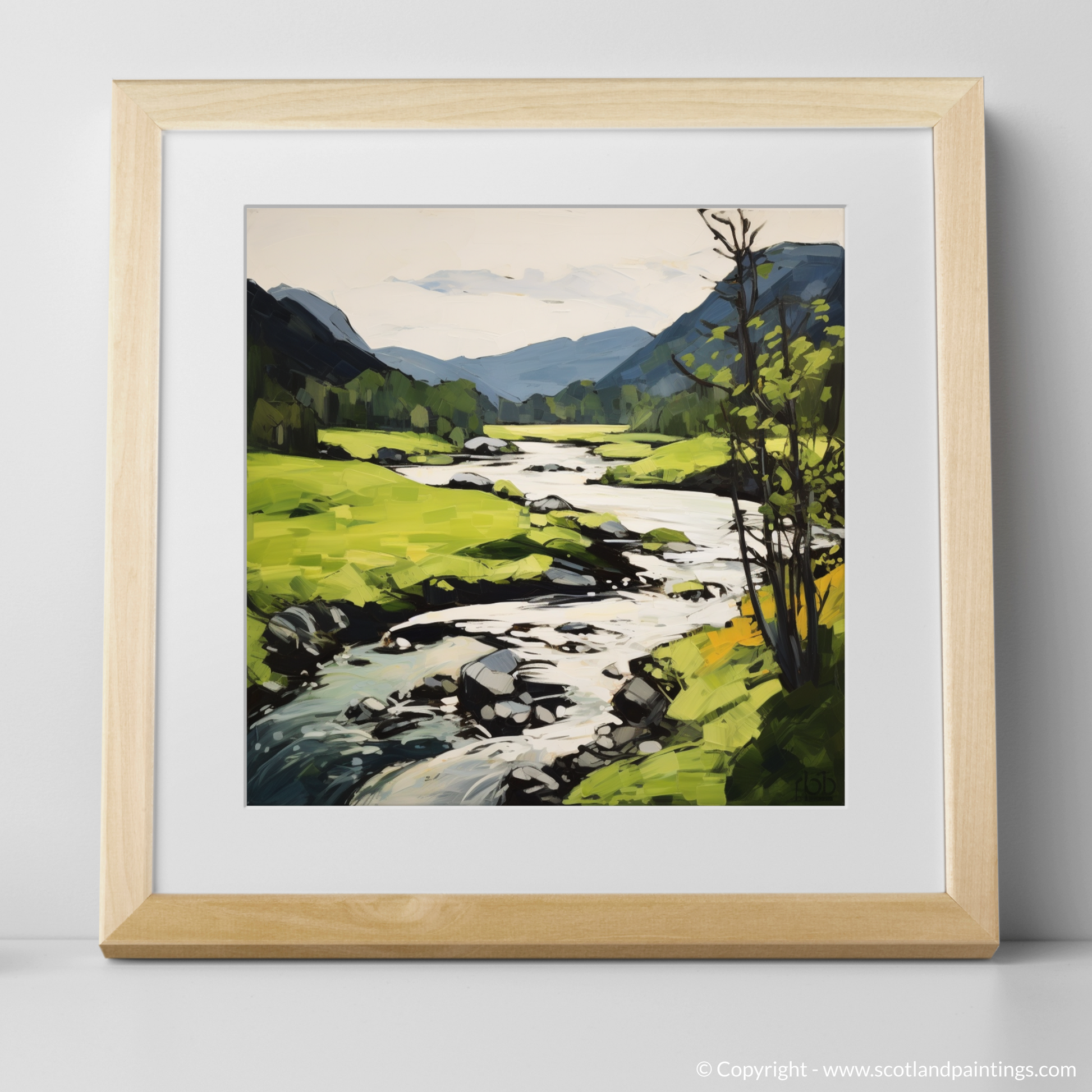 Art Print of River Garry, Highlands in summer with a natural frame