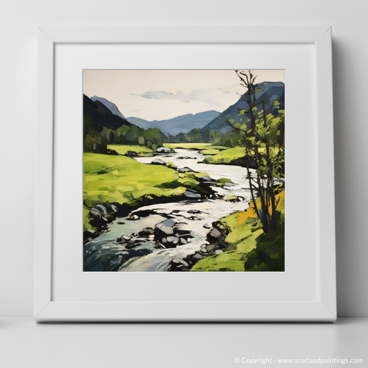 Art Print of River Garry, Highlands in summer with a white frame