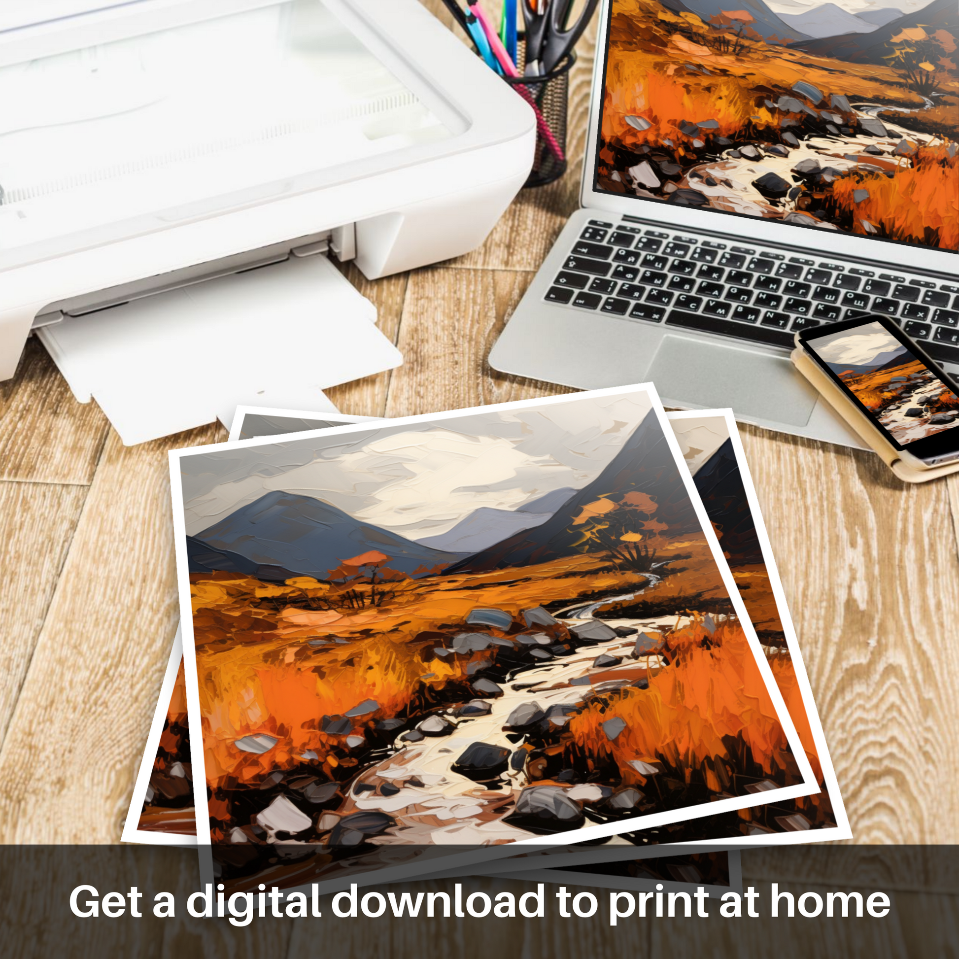 Downloadable and printable picture of Autumn hues in Glencoe
