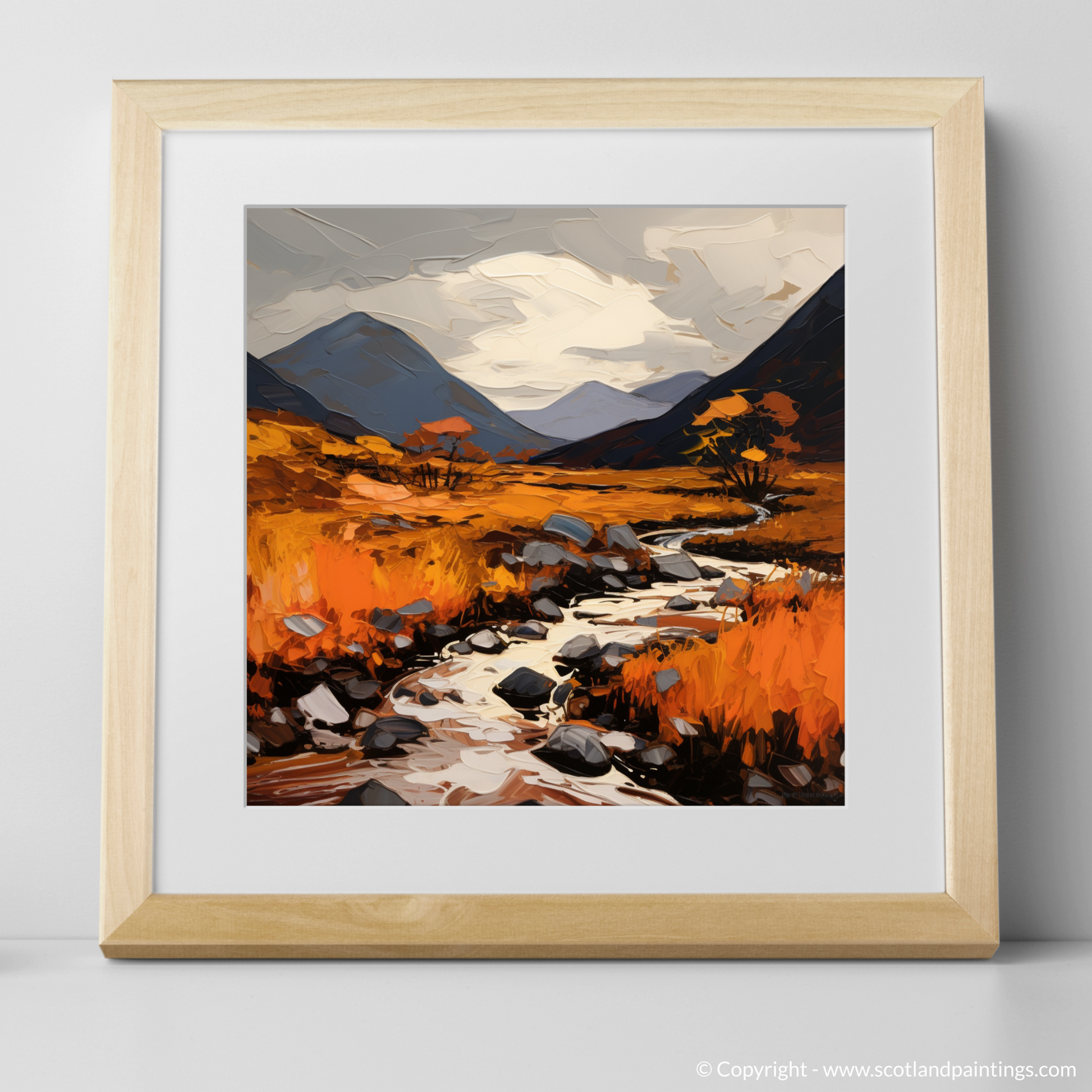 Art Print of Autumn hues in Glencoe with a natural frame