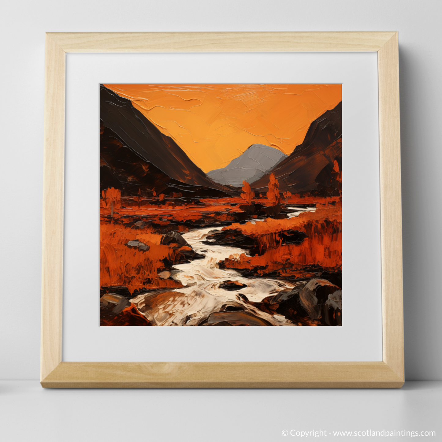 Art Print of Autumn hues in Glencoe with a natural frame
