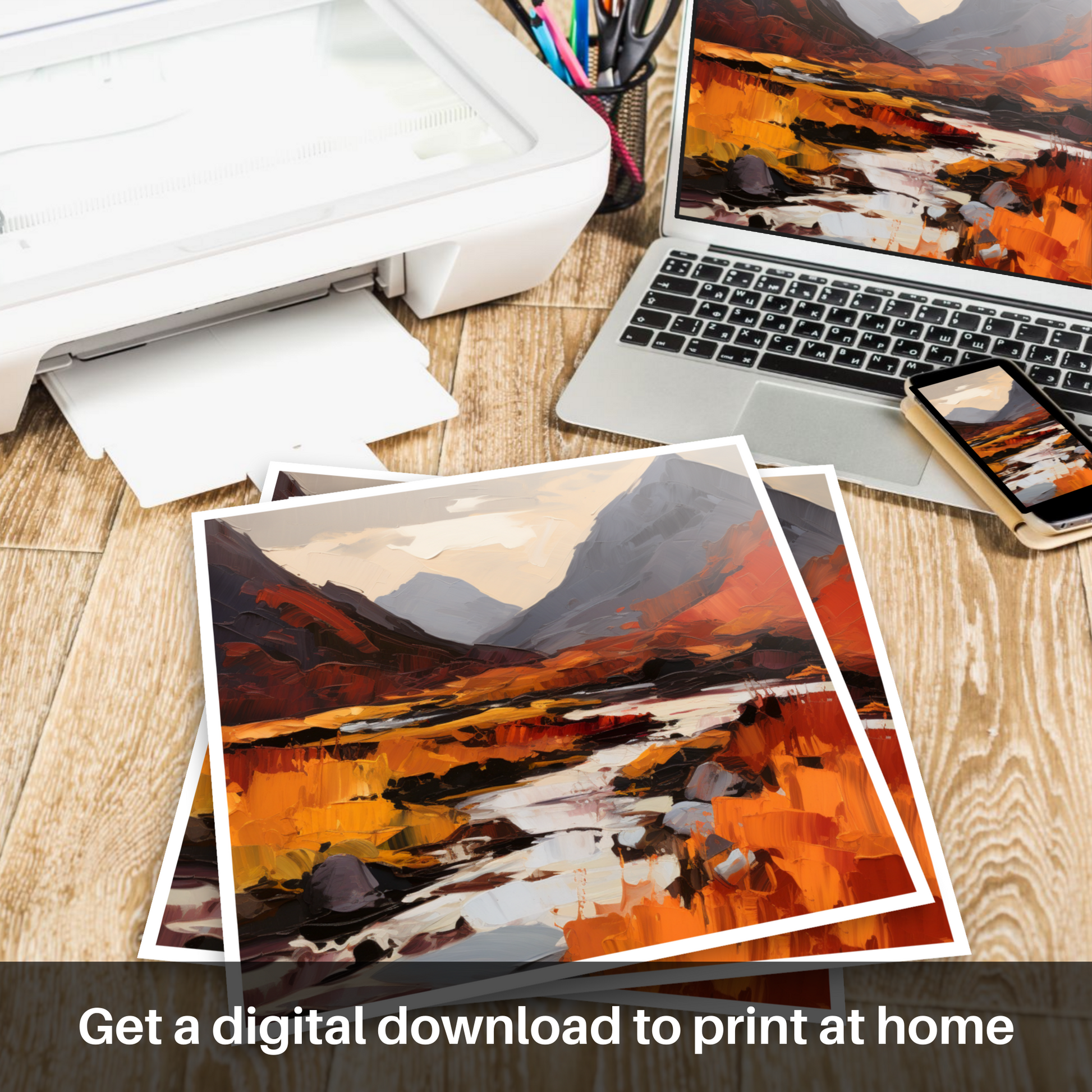 Downloadable and printable picture of Autumn hues in Glencoe