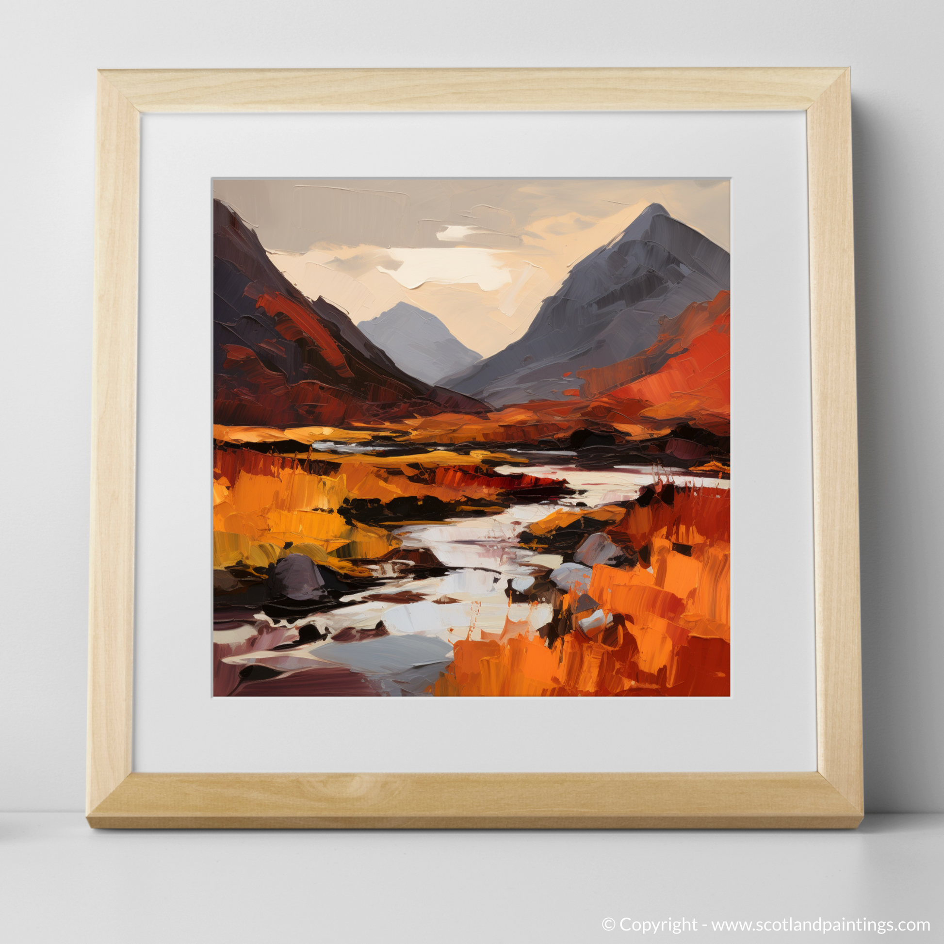 Art Print of Autumn hues in Glencoe with a natural frame