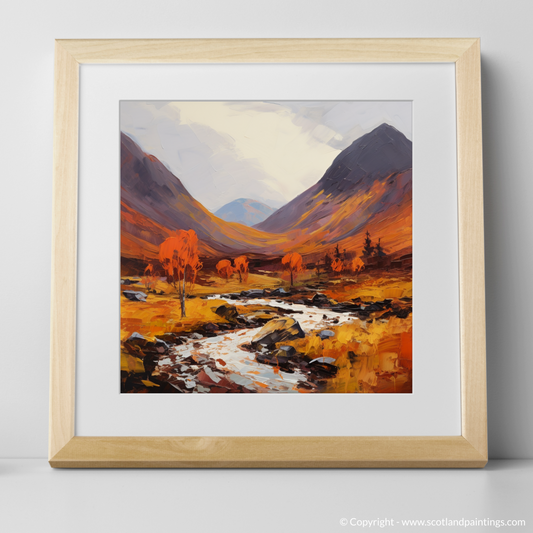 Art Print of Autumn hues in Glencoe with a natural frame