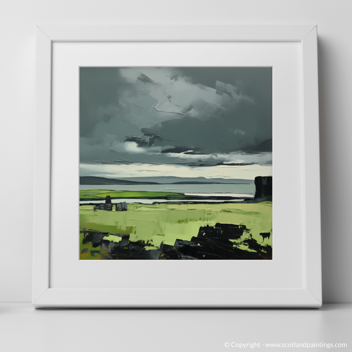 Art Print of Orkney, North of mainland Scotland with a white frame