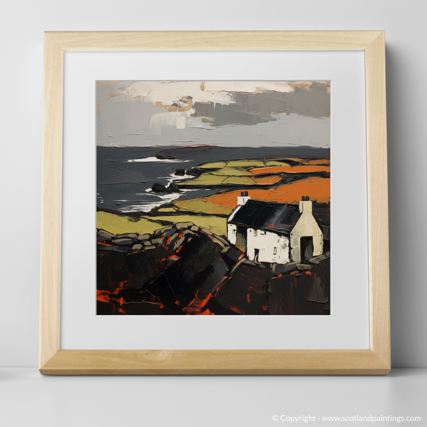 Art Print of Orkney, North of mainland Scotland with a natural frame