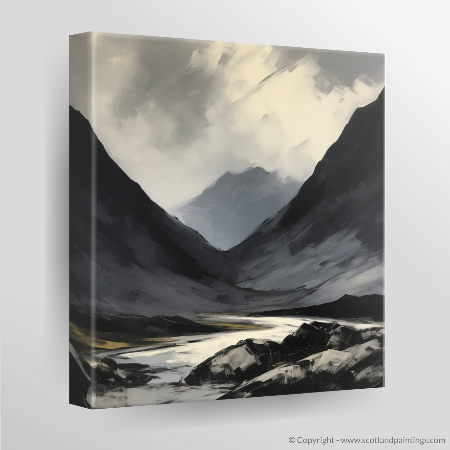 Canvas Print of Silhouetted peaks in Glencoe