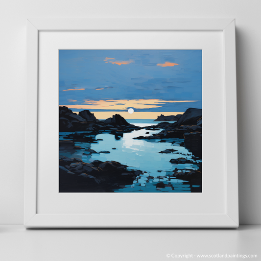 Art Print of Achmelvich Bay at dusk with a white frame