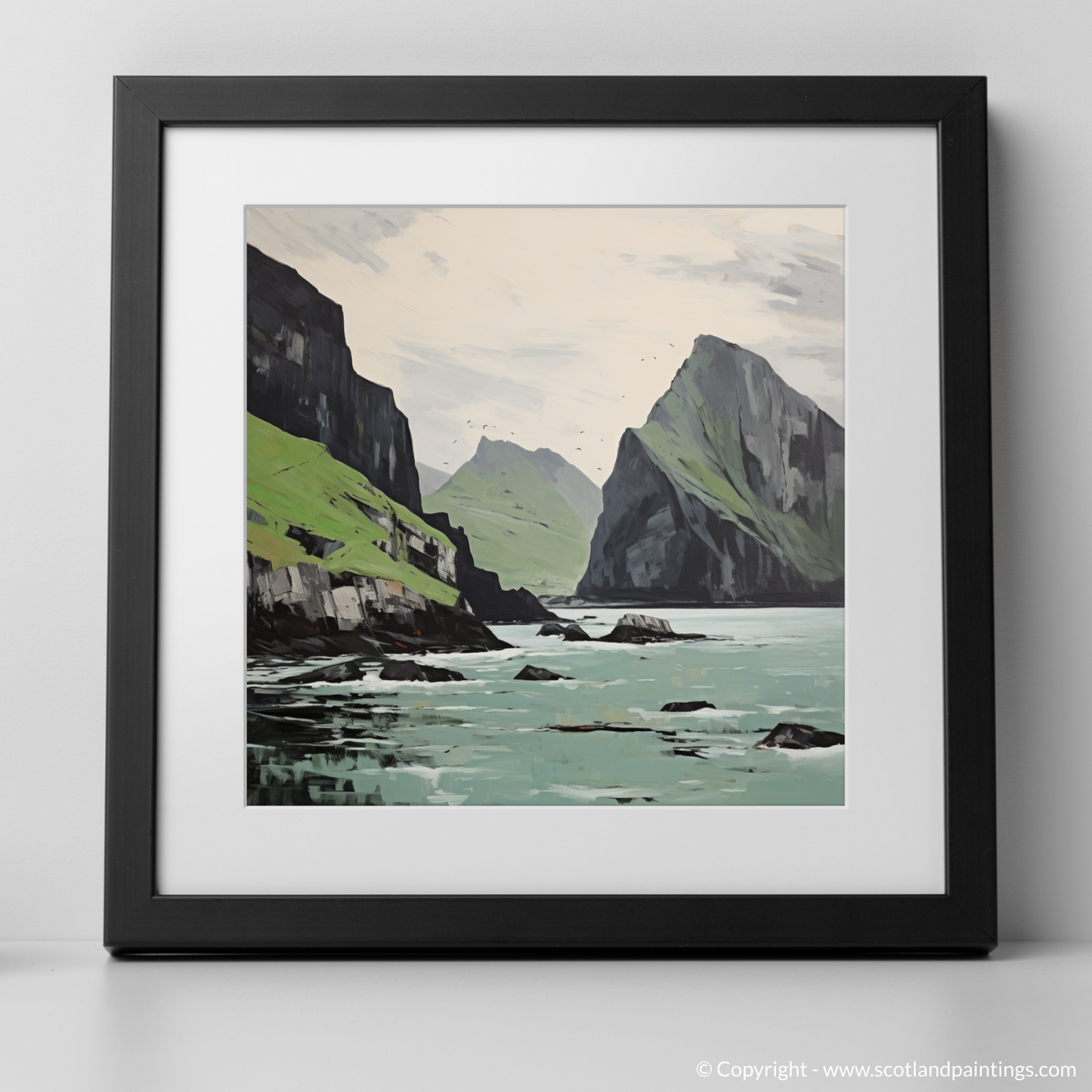 Art Print of St Kilda, Outer Hebrides with a black frame