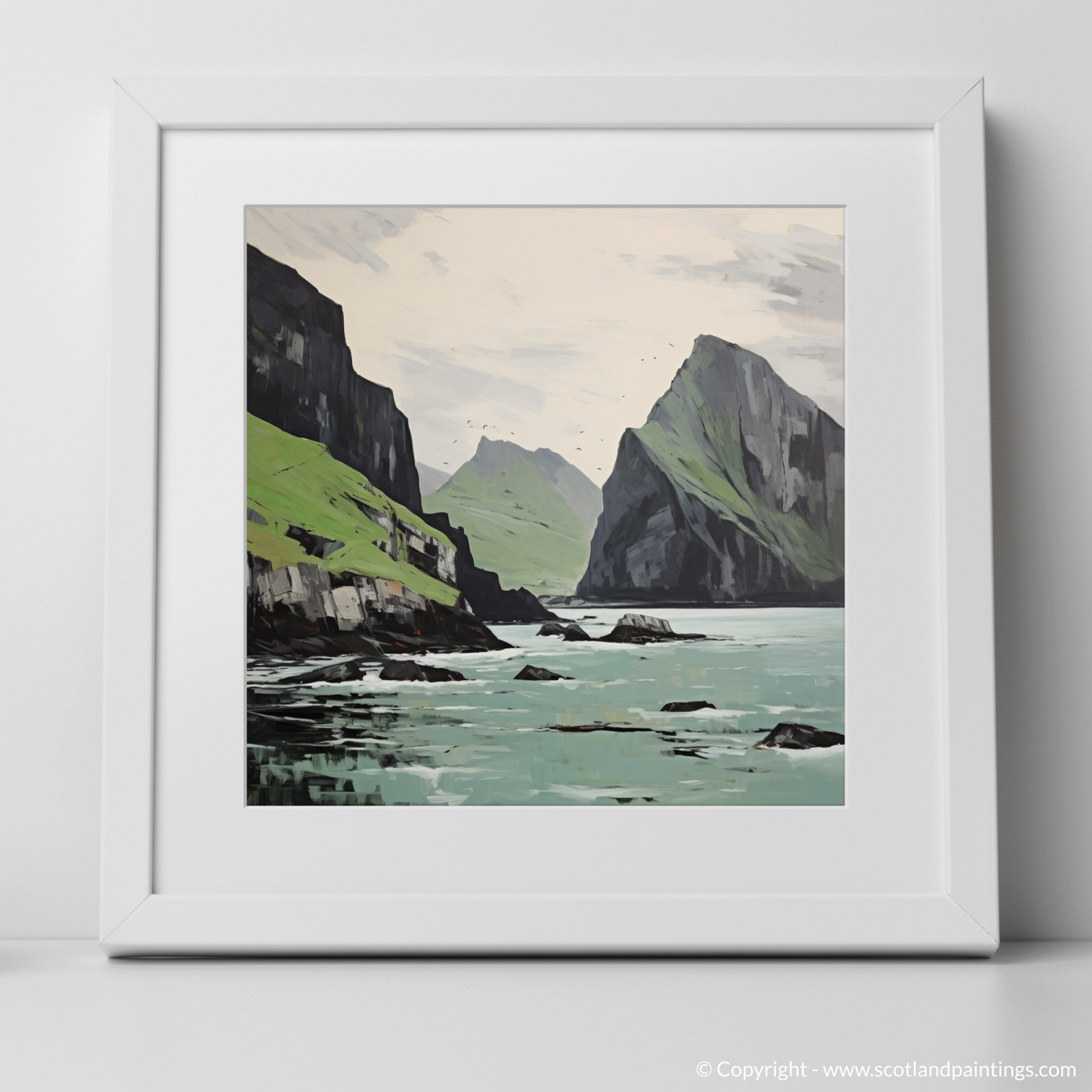 Art Print of St Kilda, Outer Hebrides with a white frame