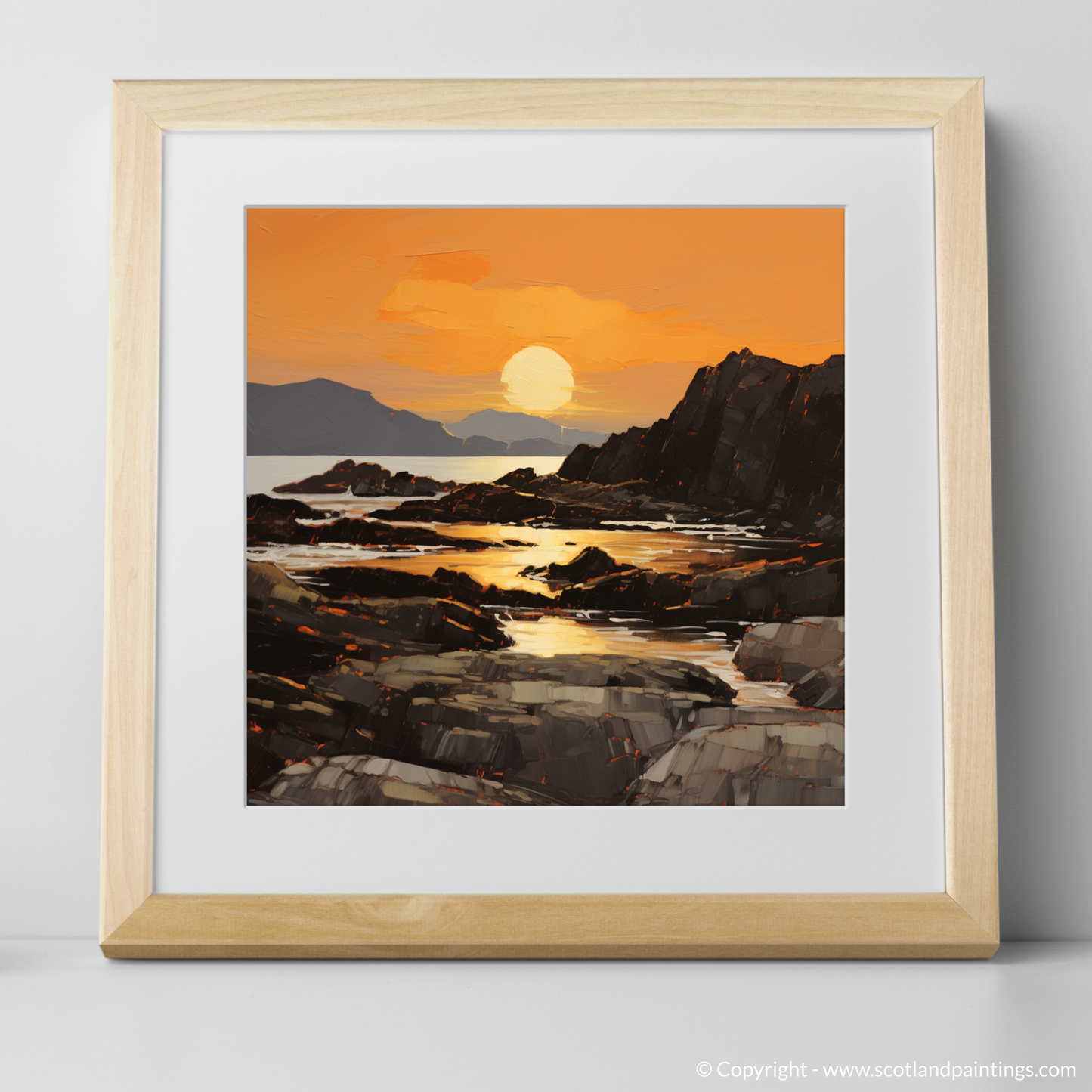 Painting and Art Print of Easdale Sound at golden hour. Golden Hour Embrace at Easdale Sound.