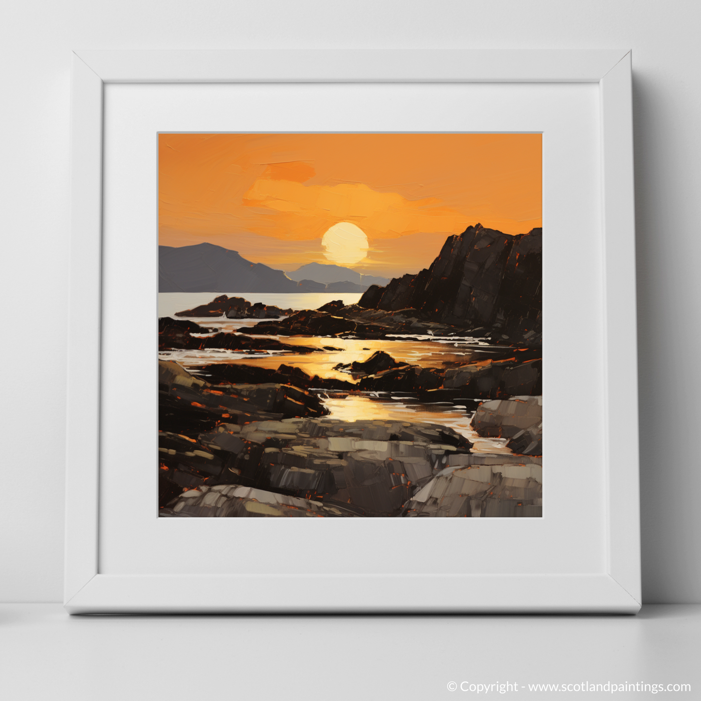 Painting and Art Print of Easdale Sound at golden hour. Golden Hour Embrace at Easdale Sound.