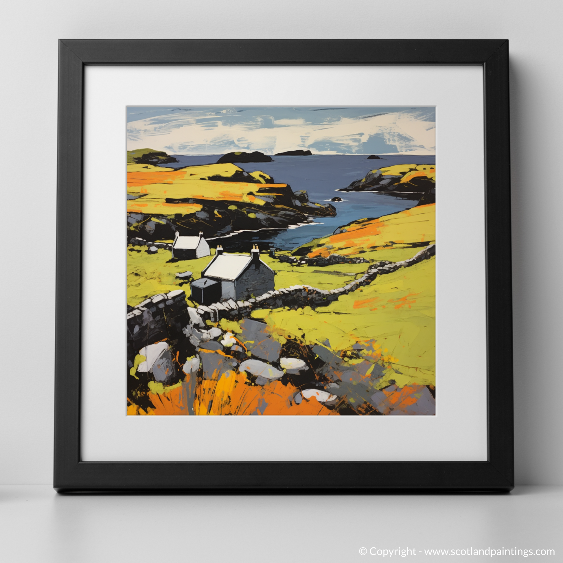 Art Print of Shetland, North of mainland Scotland in summer with a black frame