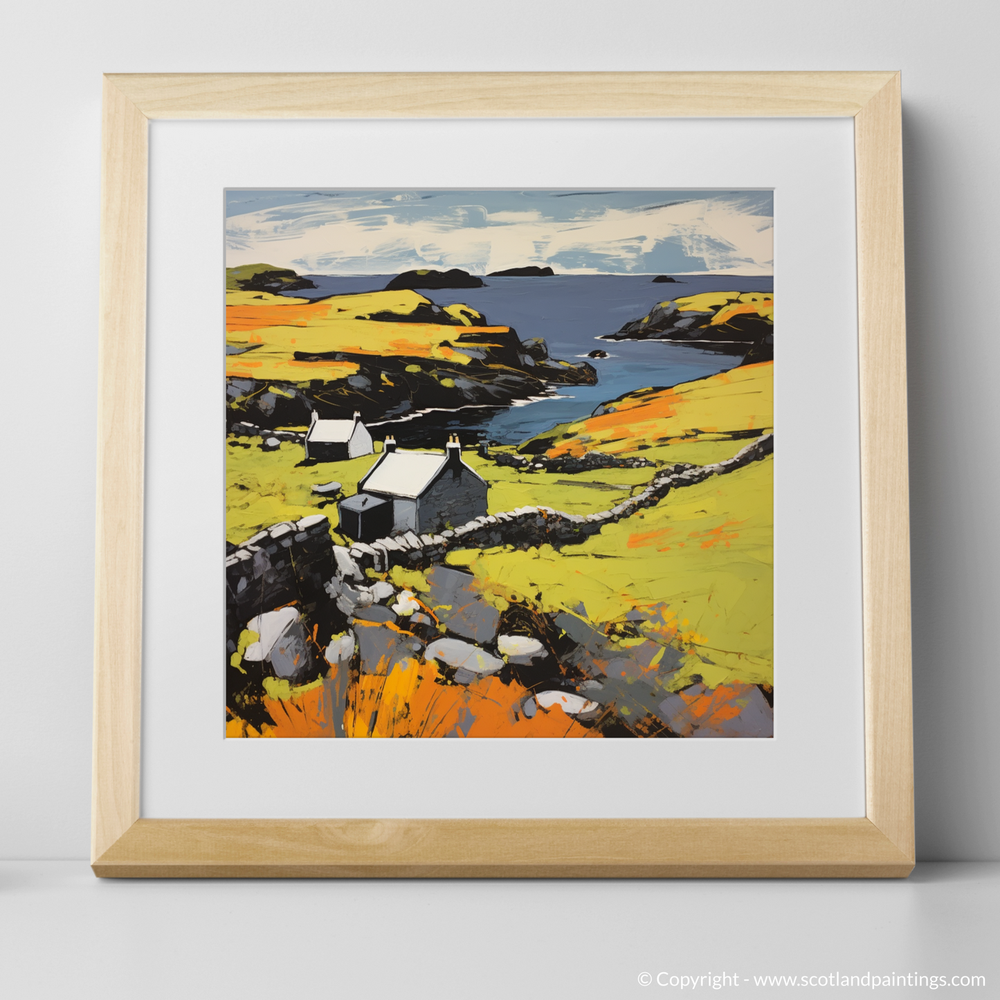 Art Print of Shetland, North of mainland Scotland in summer with a natural frame