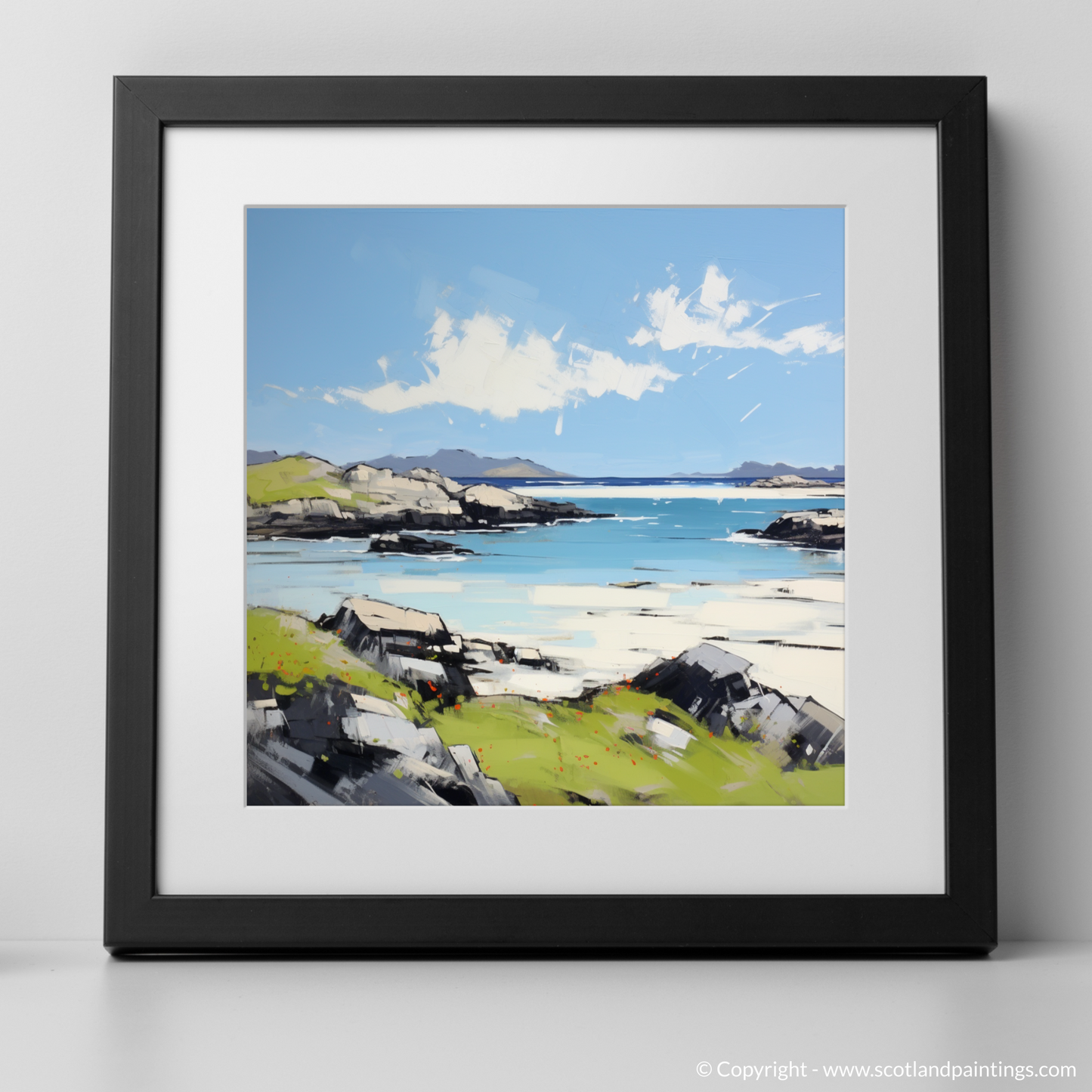 Art Print of Isle of Harris, Outer Hebrides in summer with a black frame