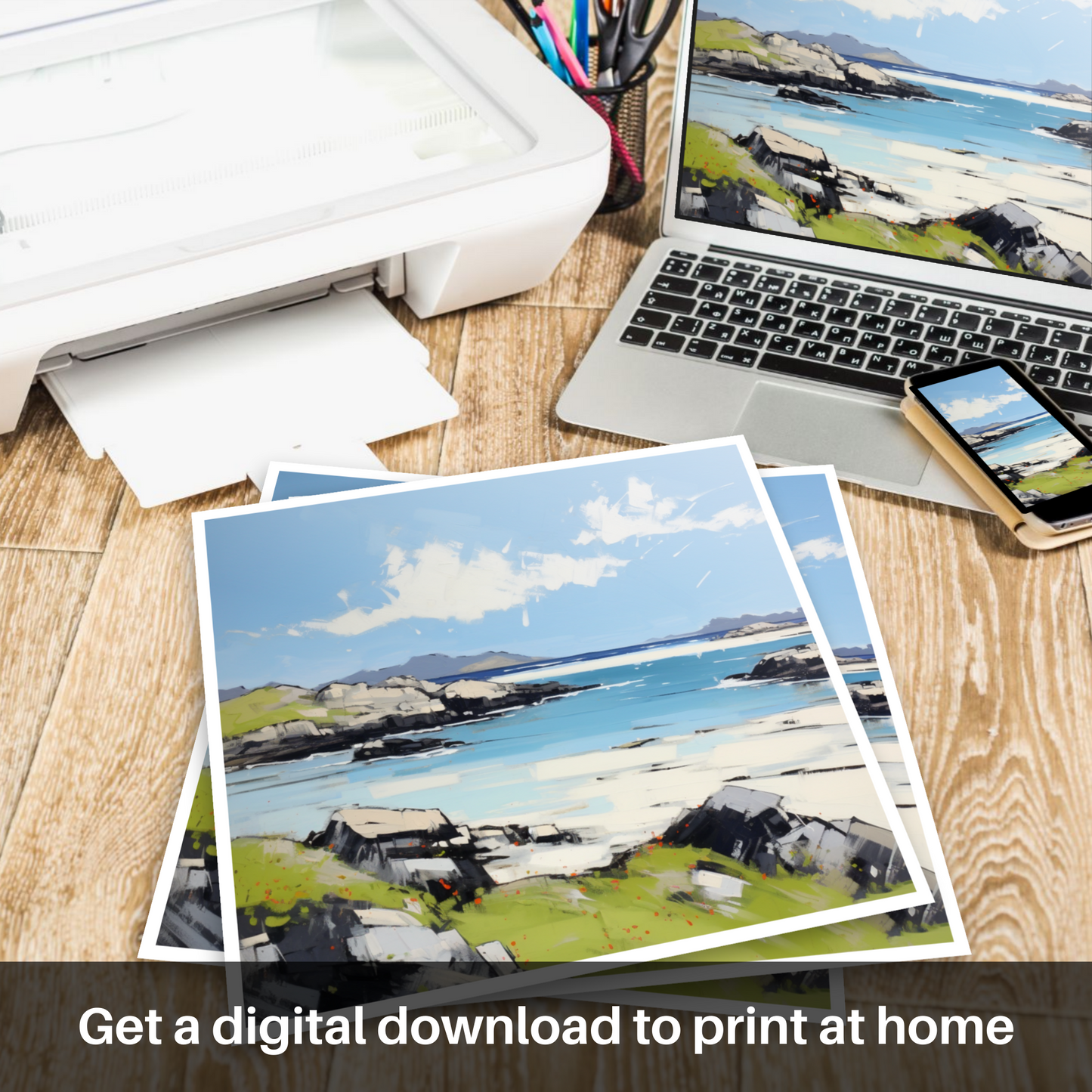 Downloadable and printable picture of Isle of Harris, Outer Hebrides in summer