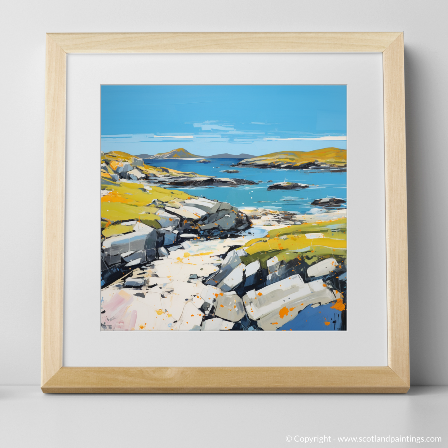 Art Print of Isle of Harris, Outer Hebrides in summer with a natural frame