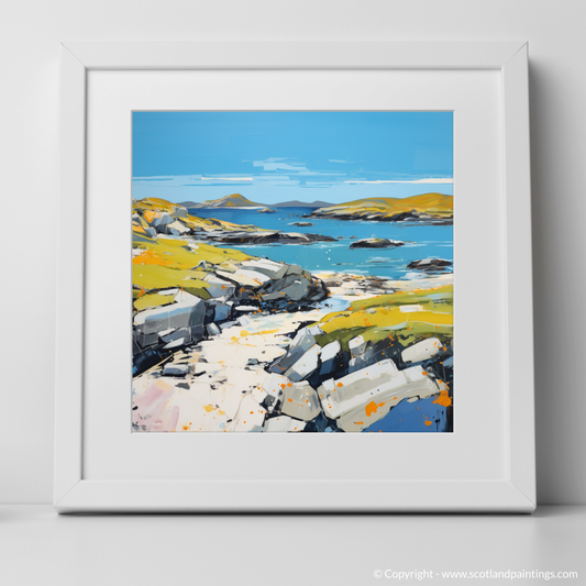 Art Print of Isle of Harris, Outer Hebrides in summer with a white frame