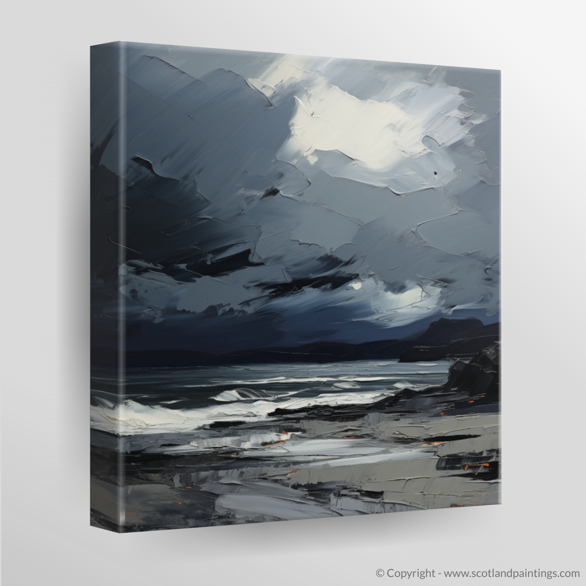 Canvas Print of Seilebost Beach with a stormy sky